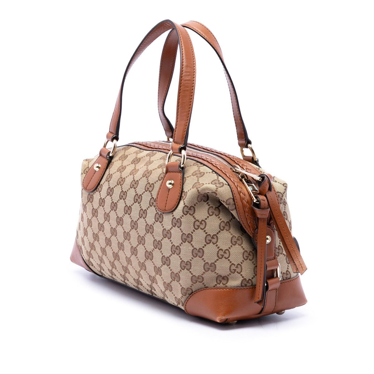 Gucci GG Canvas Brick Lane Satchel — Beige