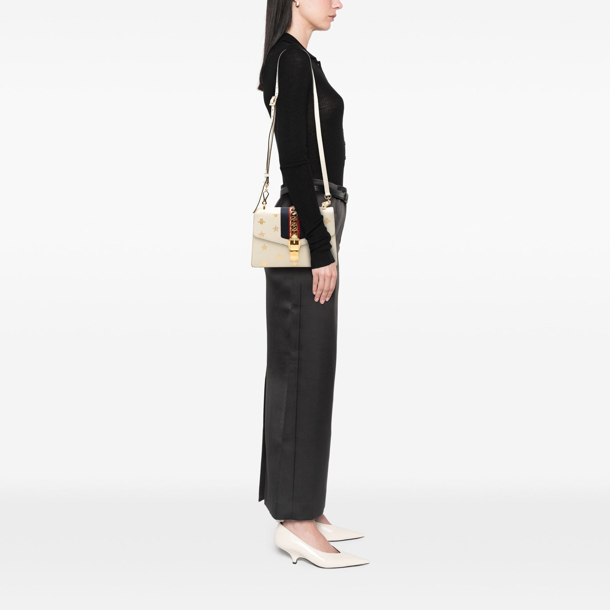 Gucci Small Calfkin Bee Star Sylvie Satchel