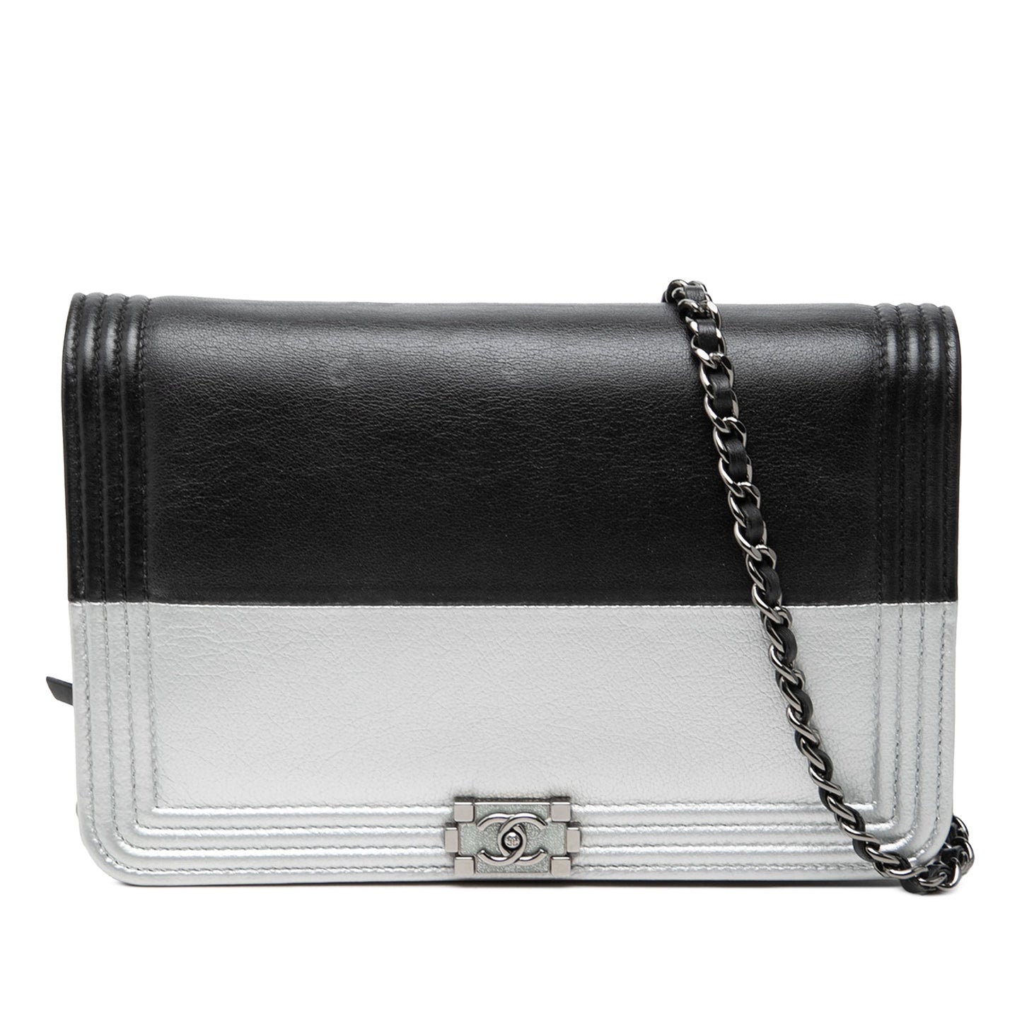 Chanel Bicolor Calfskin Boy Wallet On Chain