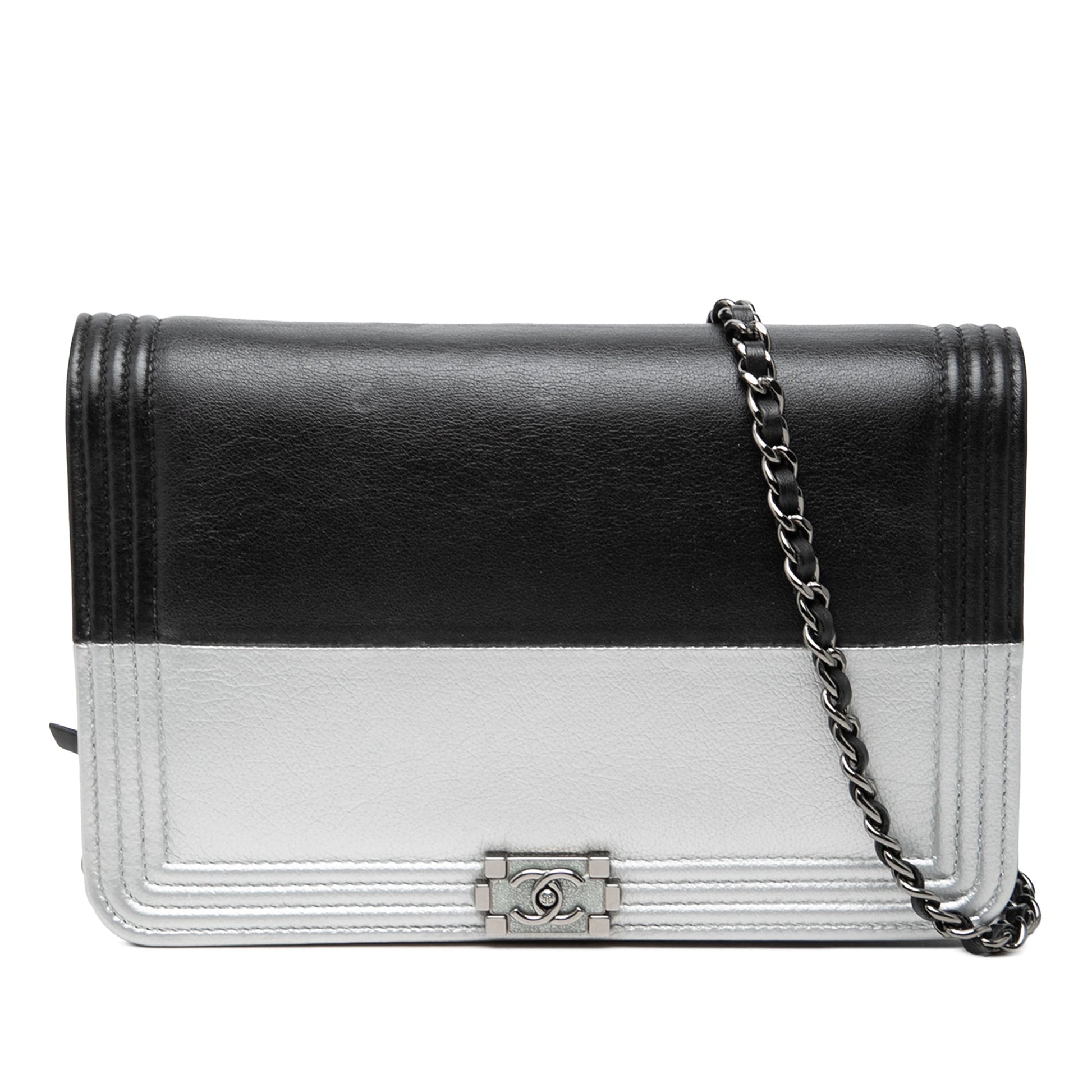 Chanel Bicolor Calfskin Boy Wallet On Chain