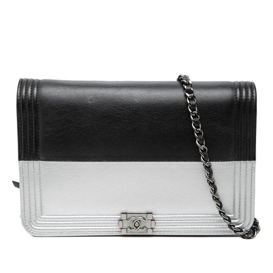Chanel Bicolor Calfskin Boy Wallet On Chain
