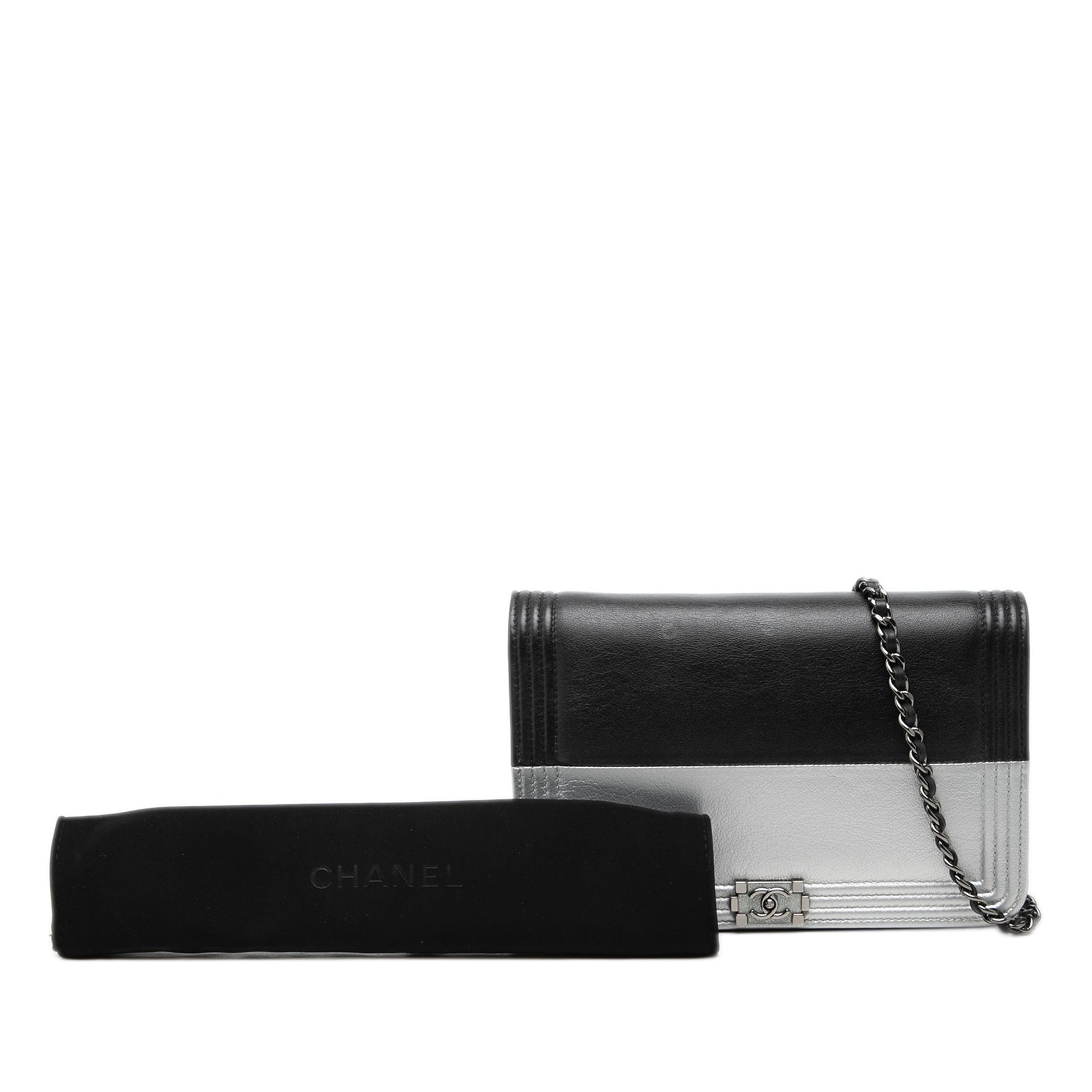 Chanel Bicolor Calfskin Boy Wallet On Chain