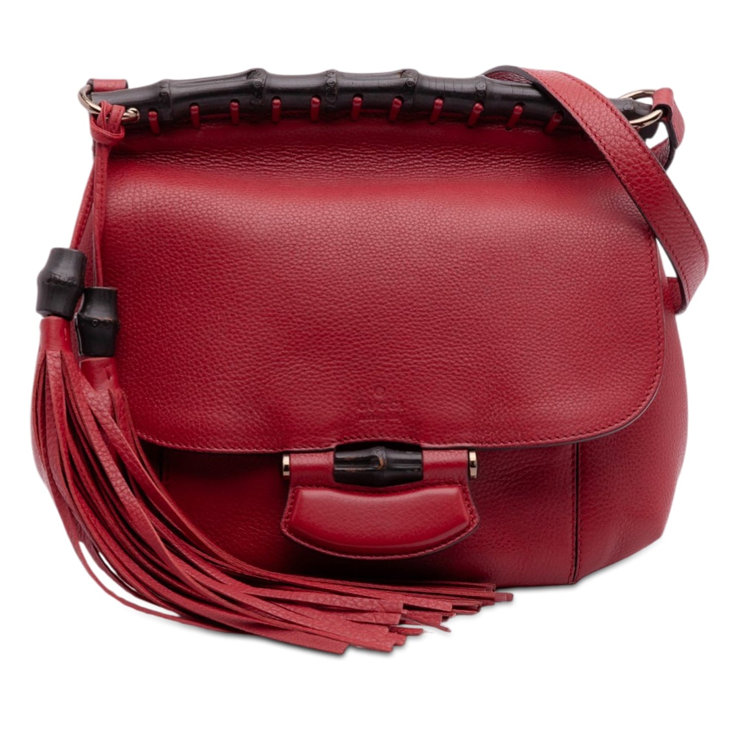 Gucci Medium Leather Bamboo Nouveau Fringe Crossbody