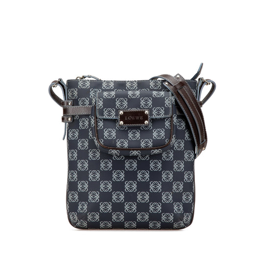 LOEWE Anagram Coated Canvas Crossbody — Blue