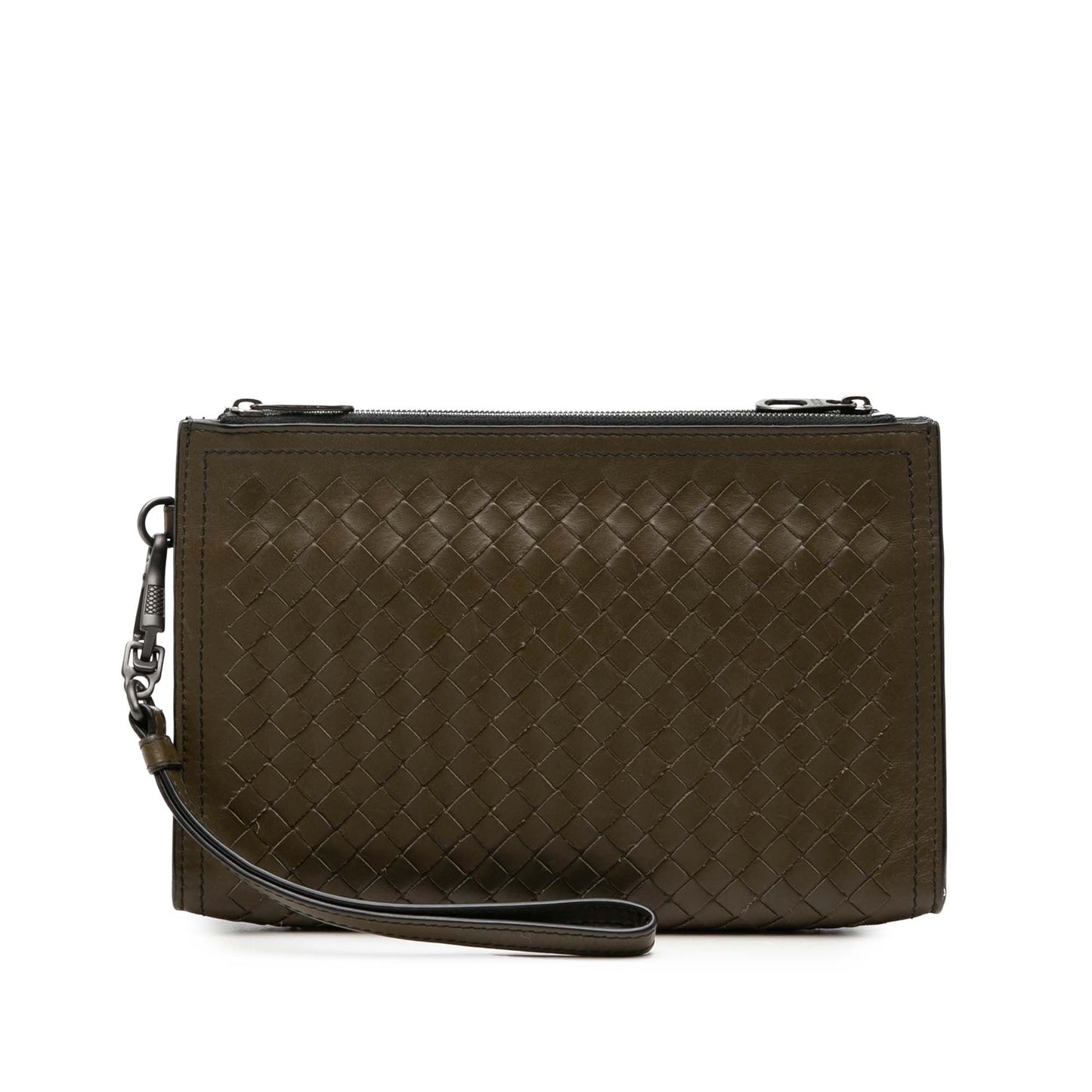 Bottega Veneta Nappa Intrecciato Double Zip Wristlet Clutch