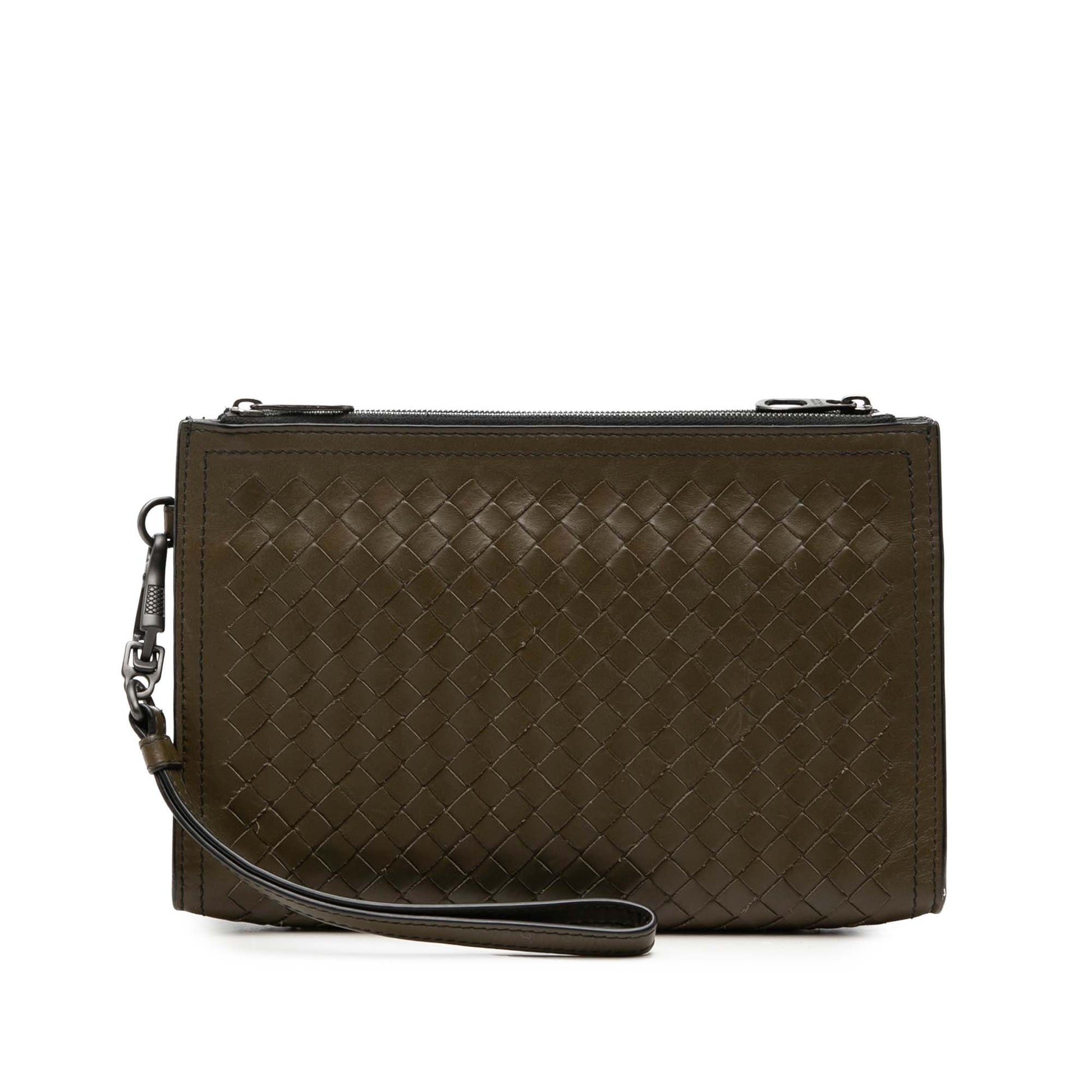 Bottega Veneta Nappa Intrecciato Double Zip Wristlet Clutch