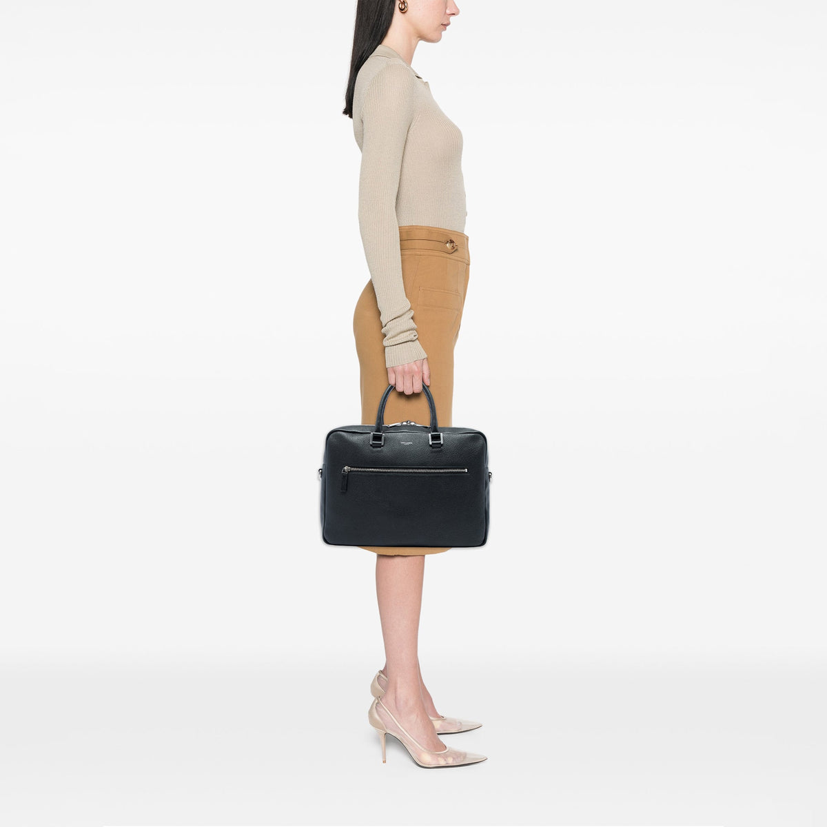 Saint Laurent Leather Business Bag — Black