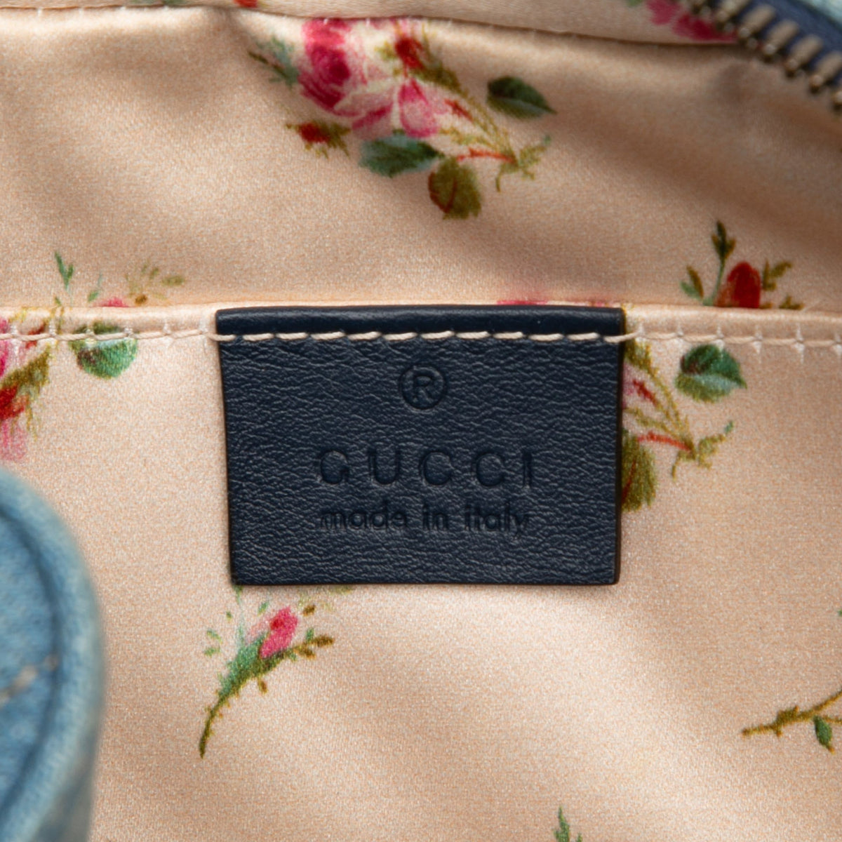 Gucci Small GG Marmont Matelasse Denim Pearly Crossbody