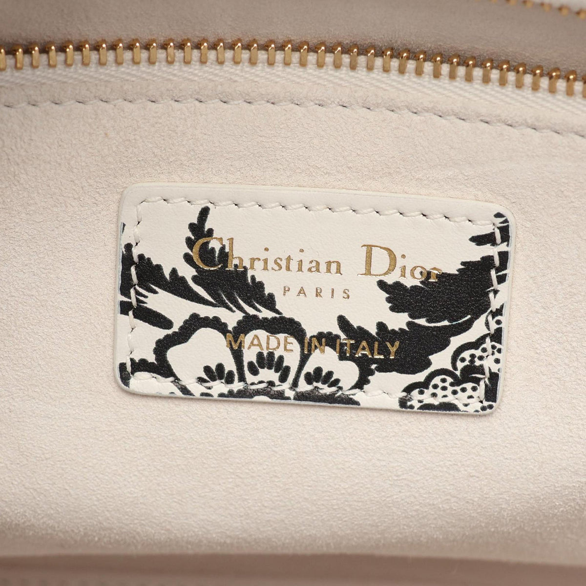 Dior Mini Calfskin Embroidered and Beaded Lady Dior — White