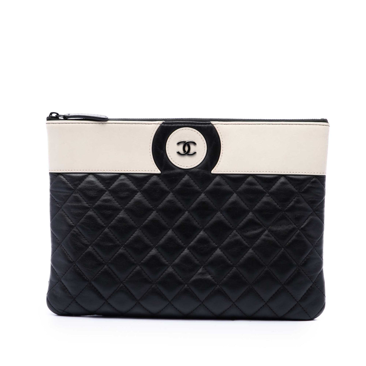 Chanel Medium CC Bicolor Quilted Lambskin Clutch