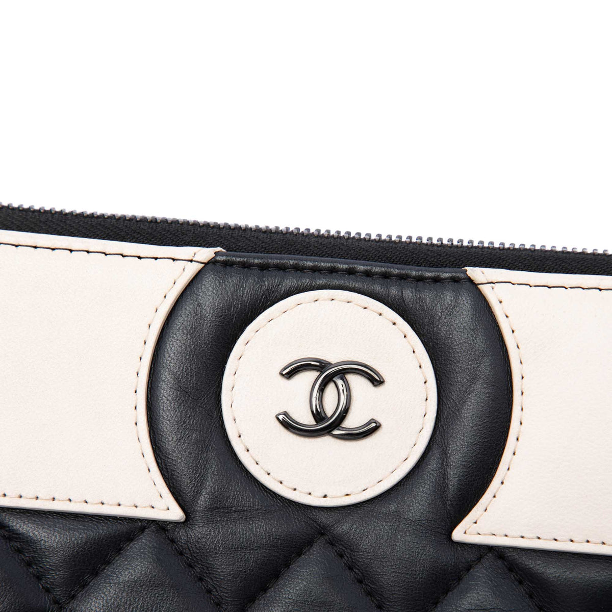 Chanel Medium CC Bicolor Quilted Lambskin Clutch