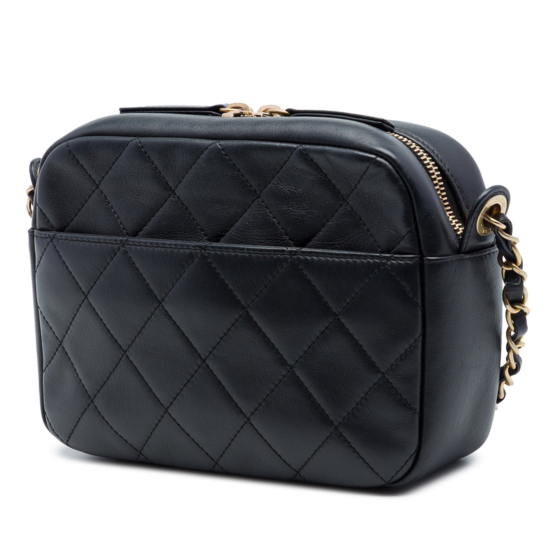 Chanel Quilted Calfskin Logo Enchained Camera Bag
