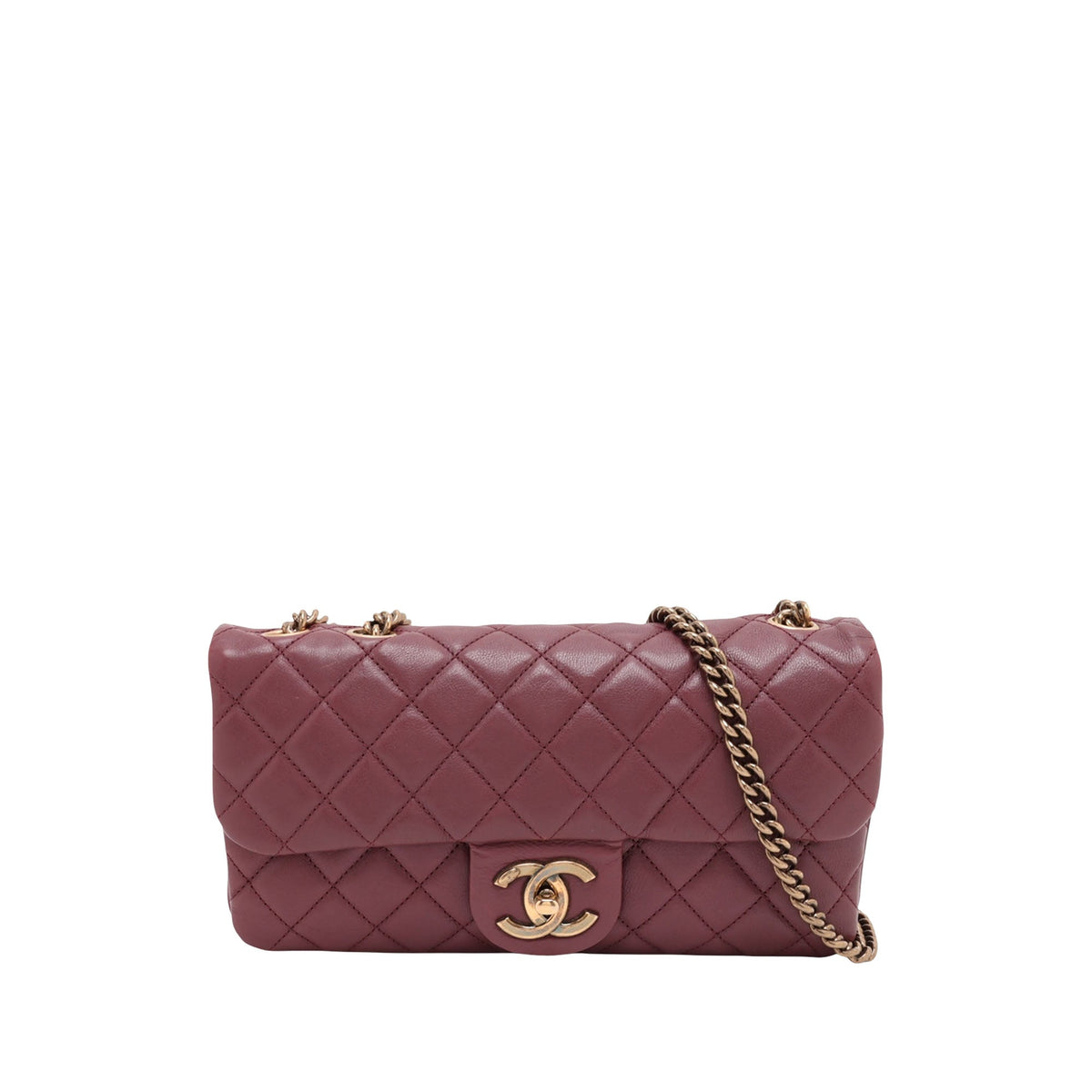 Chanel CC Quilted Lambskin Single Flap — Red