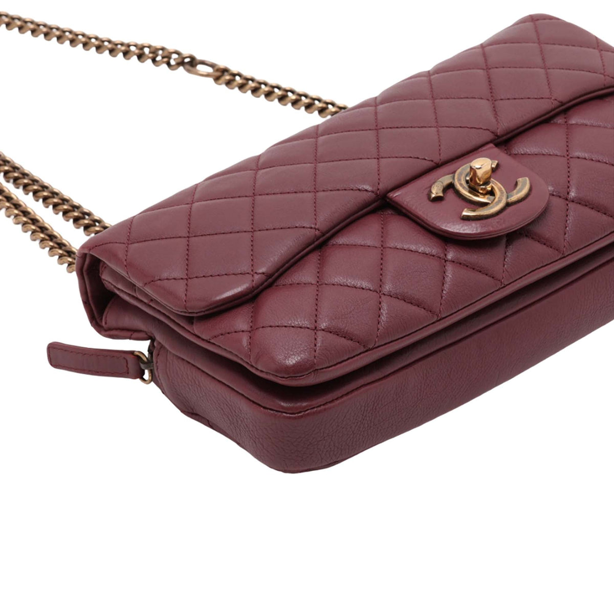 Chanel CC Quilted Lambskin Single Flap — Red