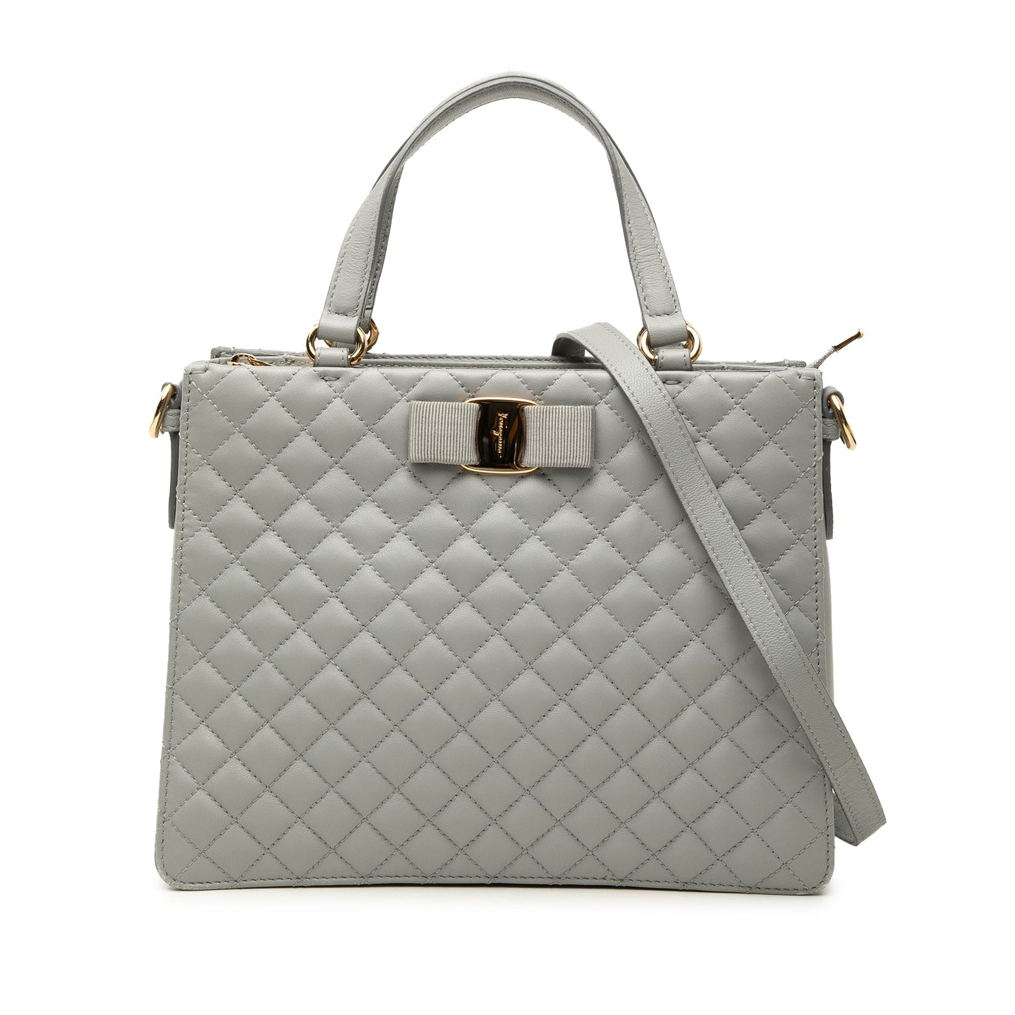 Ferragamo Quilted Leather Vara Bow Tracy Satchel