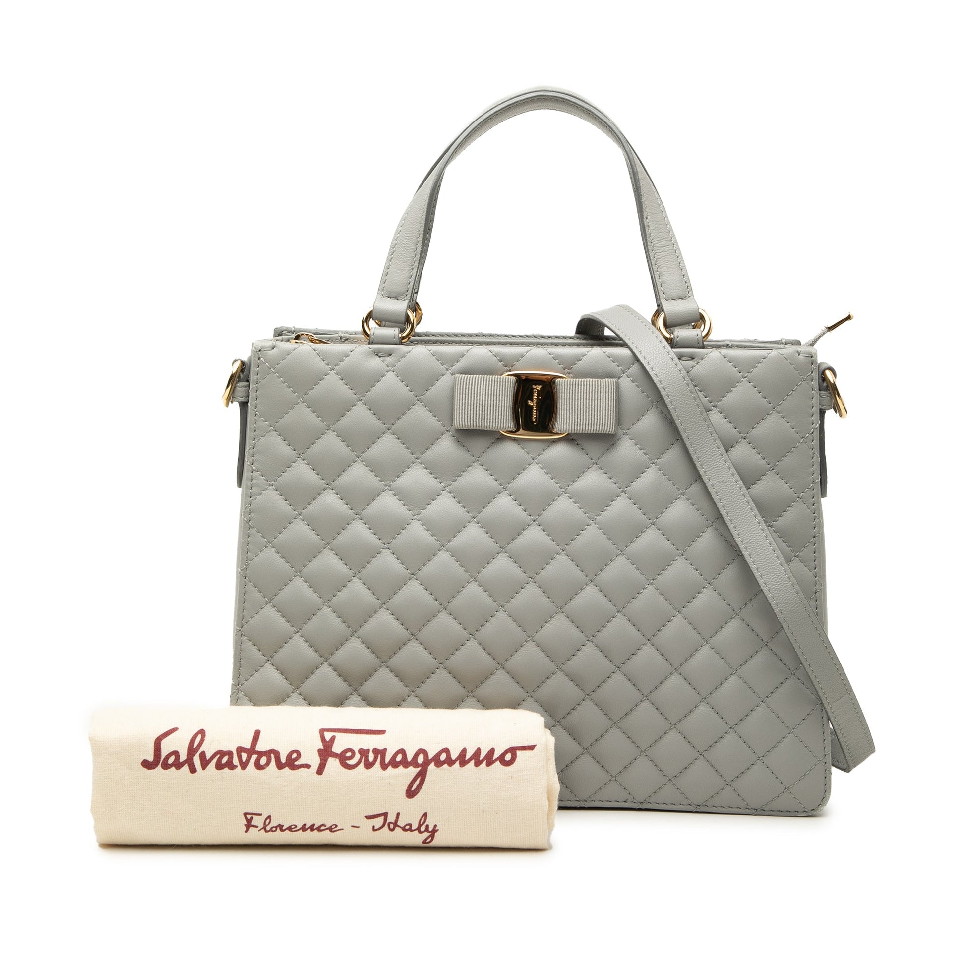 Ferragamo Quilted Leather Vara Bow Tracy Satchel
