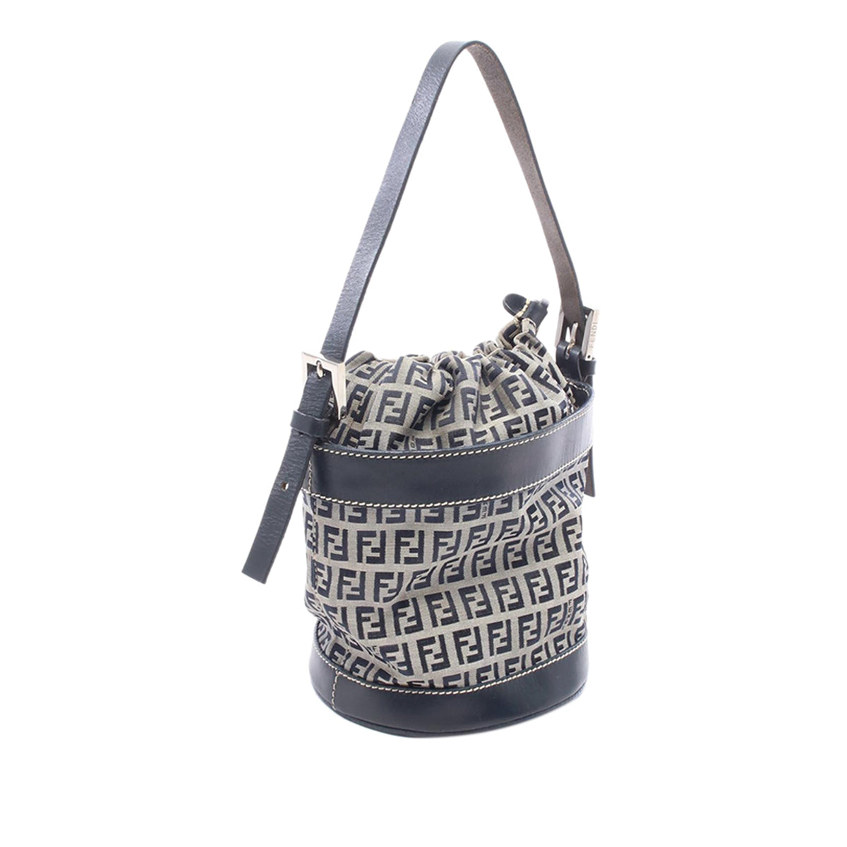 Fendi Zucchino Canvas Bucket Bag — Gray