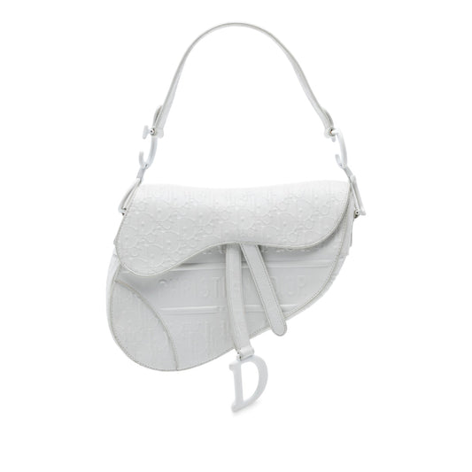 Dior Oblique Embossed Calfskin Saddle Bag