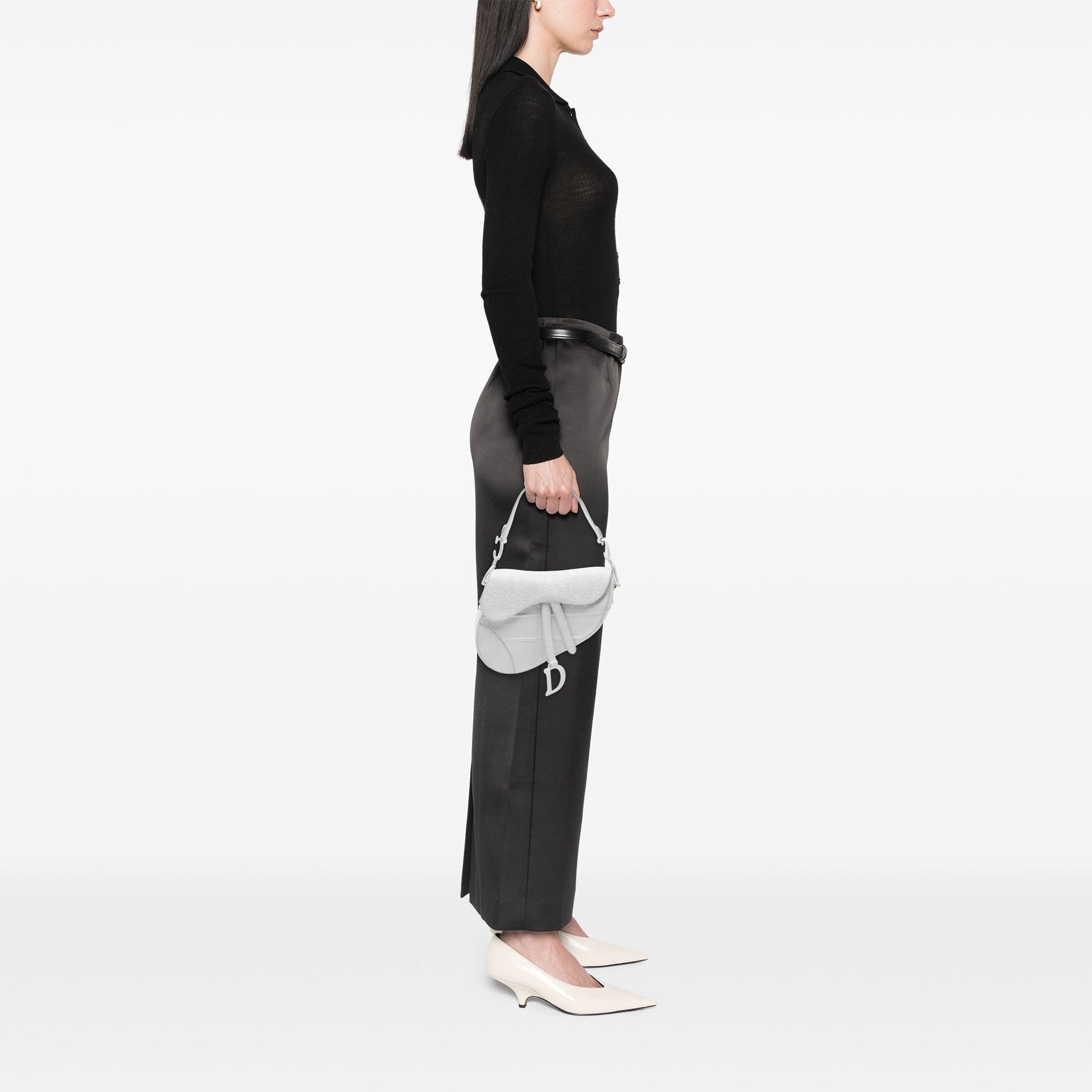 Dior Oblique Embossed Calfskin Saddle Bag