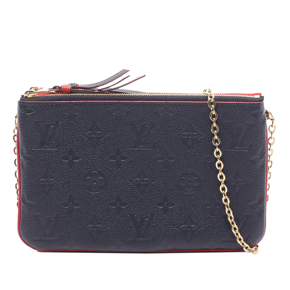 Louis Vuitton Monogram Empreinte Double Zip Pochette — Blue