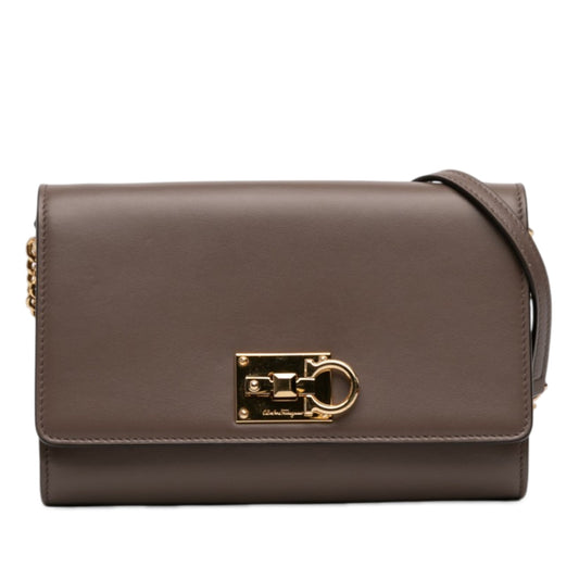 Leather Gancini Crossbody