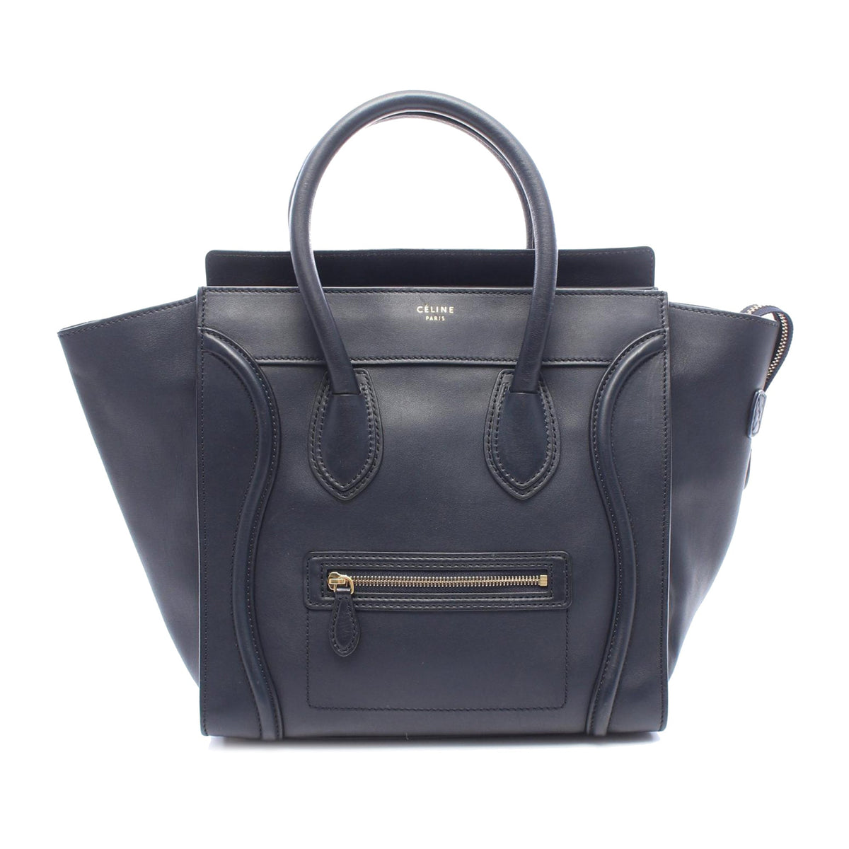 Celine Mini Leather Luggage Tote — Blue