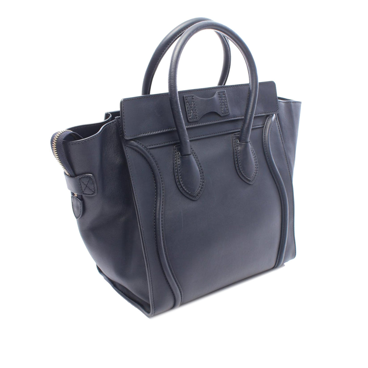 Celine Mini Leather Luggage Tote — Blue