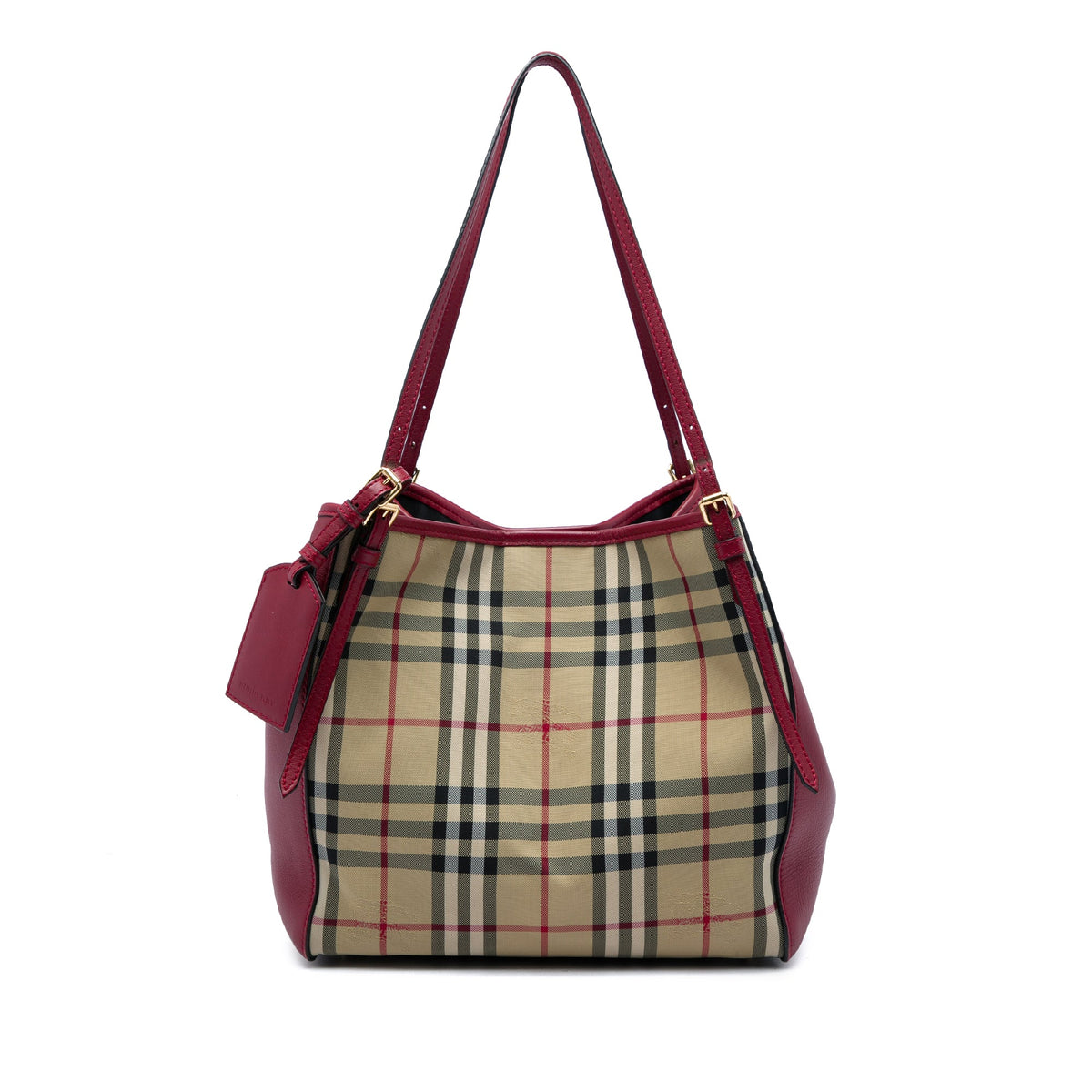 Burberry Small Haymarket Check Nylon and Calfskin Canterbury Tote