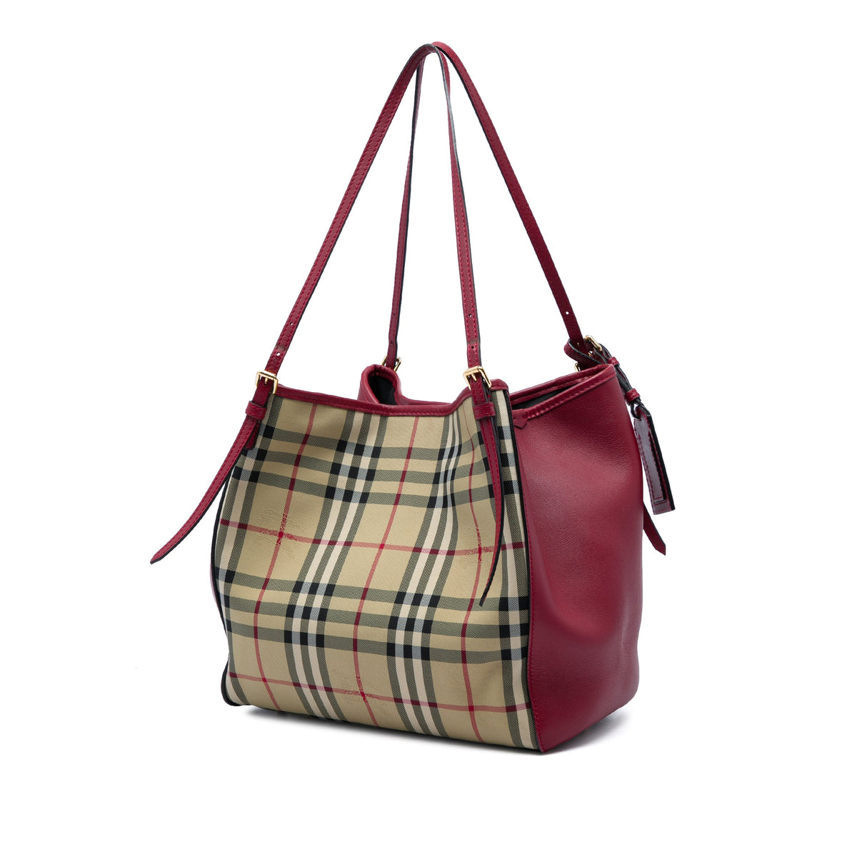 Burberry Small Haymarket Check Nylon and Calfskin Canterbury Tote