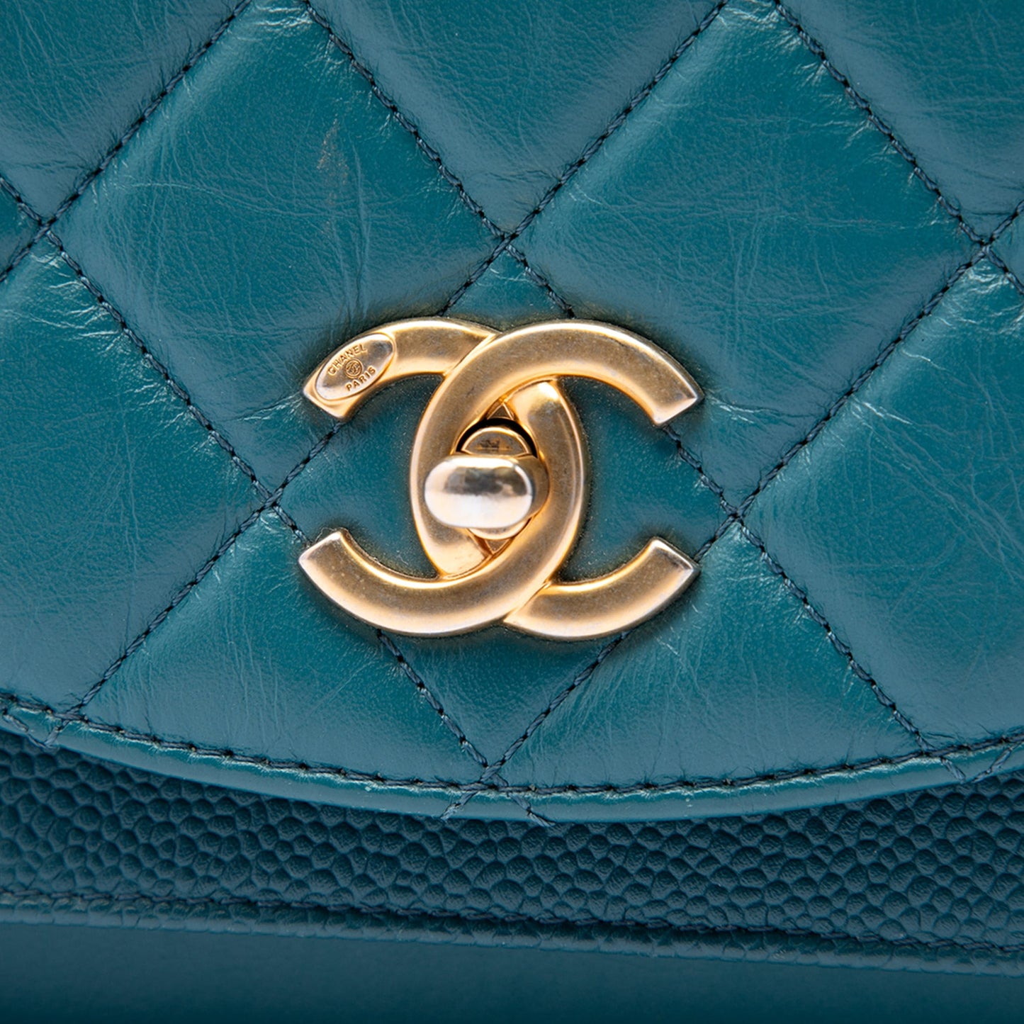 Chanel Small Quilted Calfskin and Caviar Chain Handle Flap