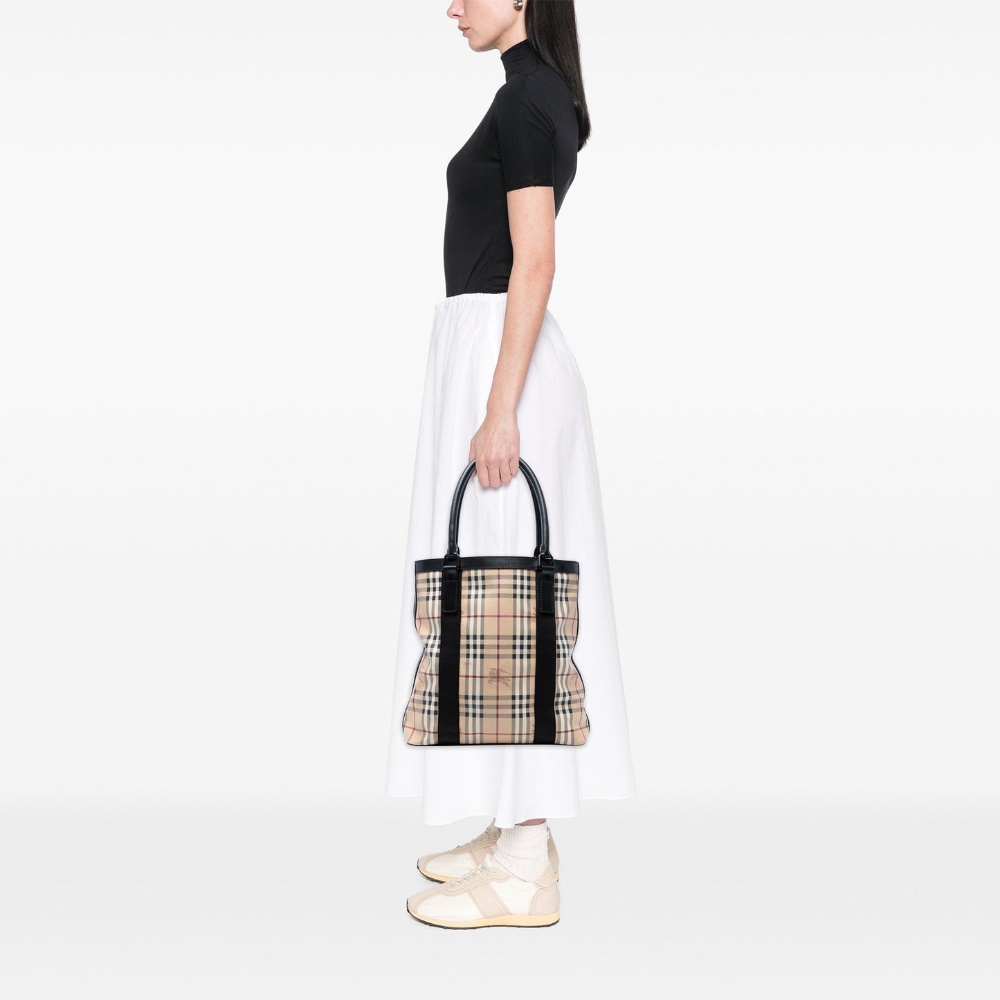 Burberry Haymarket Check Coated Canvas Vertical Tote