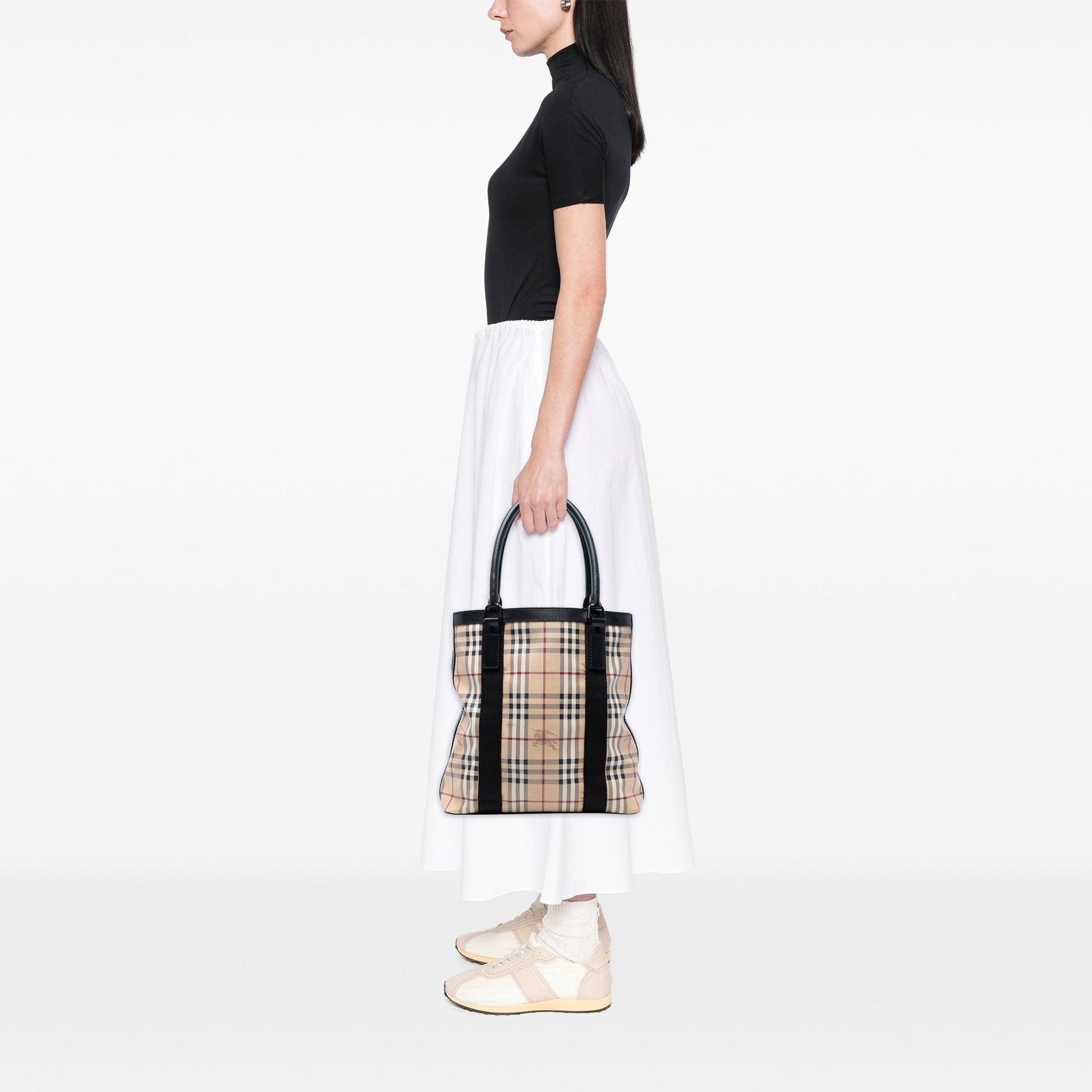 Burberry Haymarket Check Coated Canvas Vertical Tote