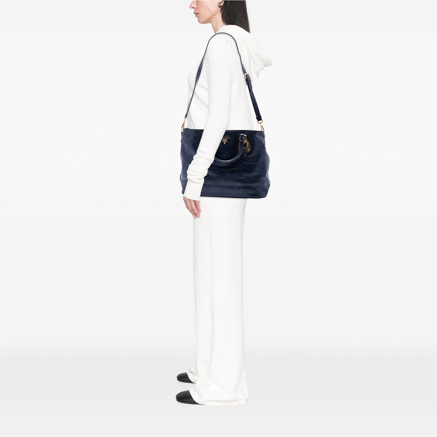 Prada Soft Calfskin Open Convertible Shopping Tote