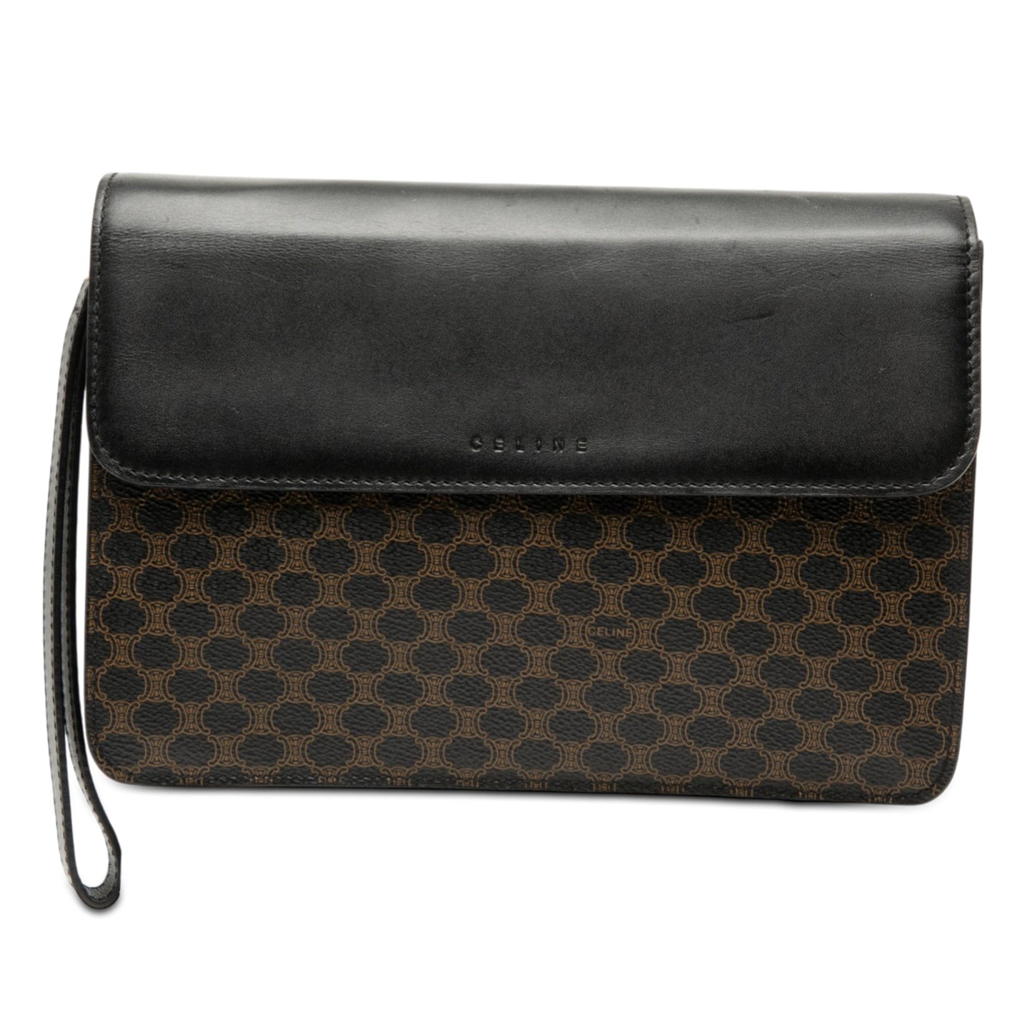 Macadam Coated Canvas and Leather Clutch