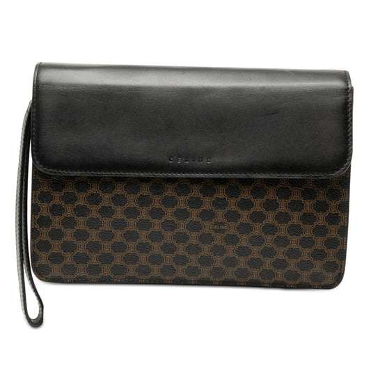 Macadam Coated Canvas and Leather Clutch