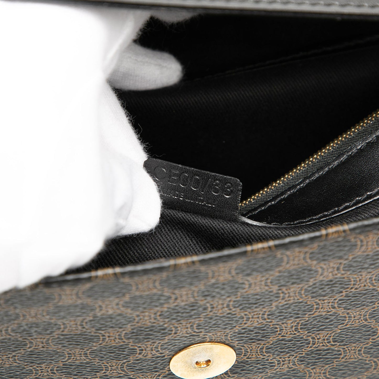 Macadam Coated Canvas and Leather Clutch
