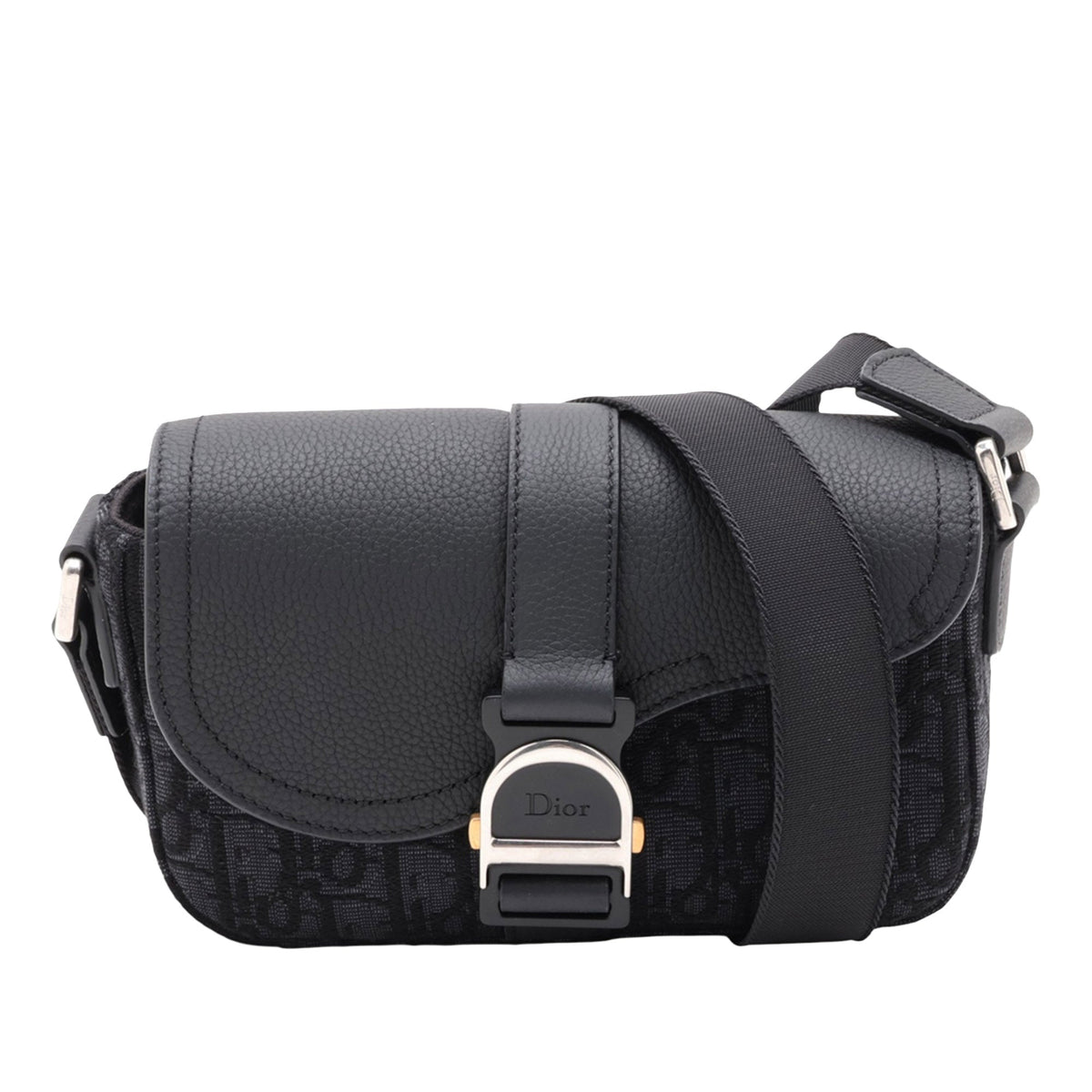 Dior Mini Oblique Canvas Saddle Buckle Messenger Bag