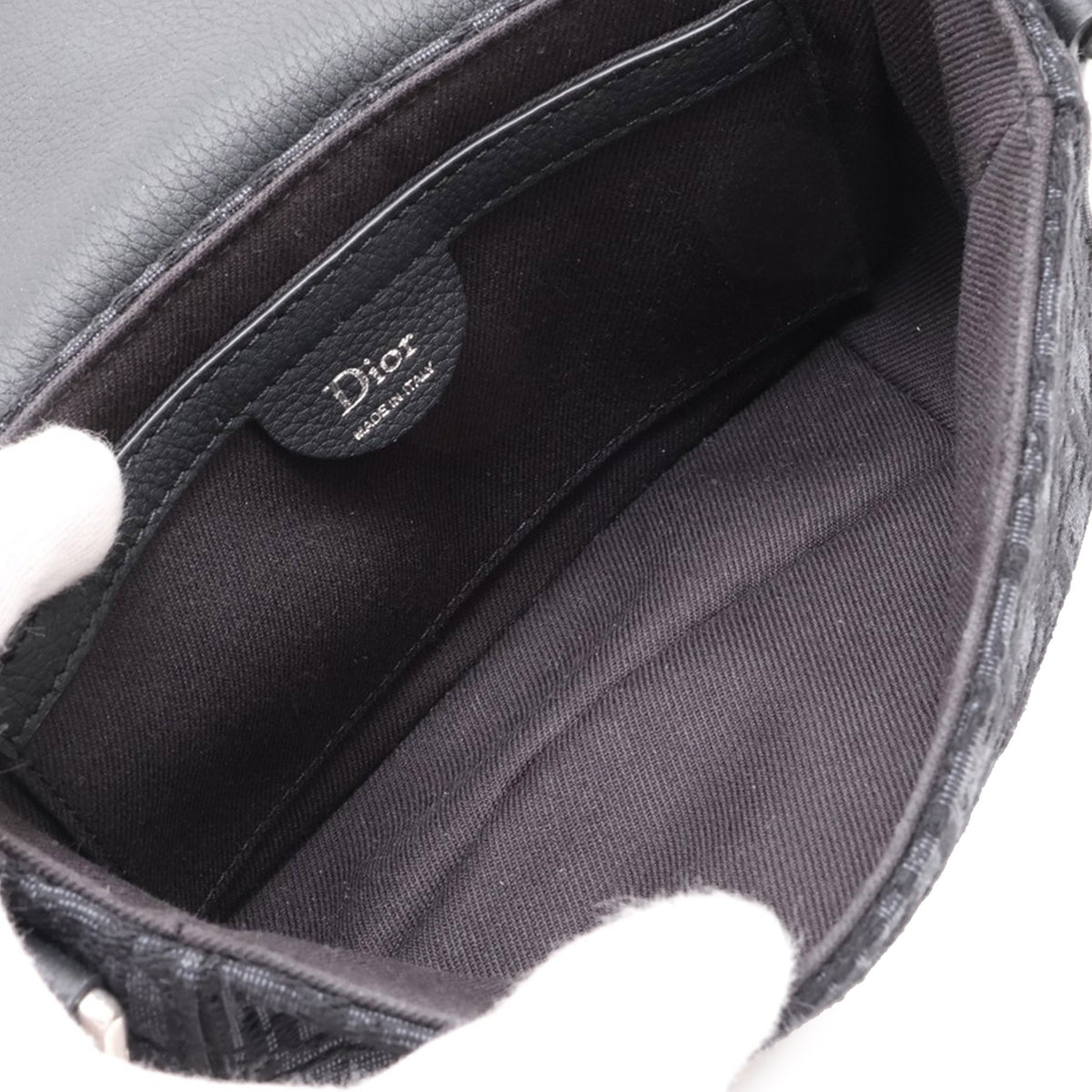 Dior Mini Oblique Canvas Saddle Buckle Messenger Bag