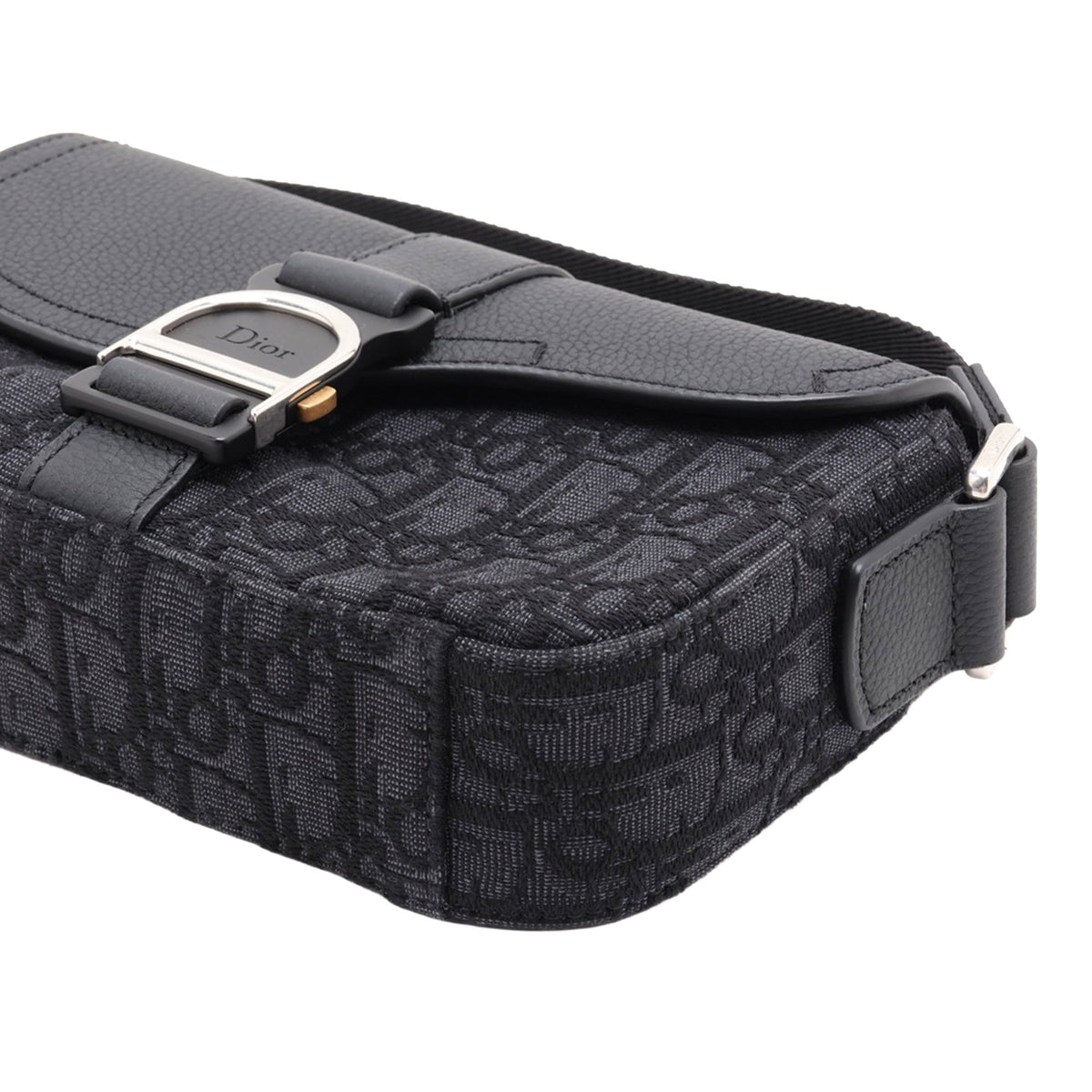 Dior Mini Oblique Canvas Saddle Buckle Messenger Bag