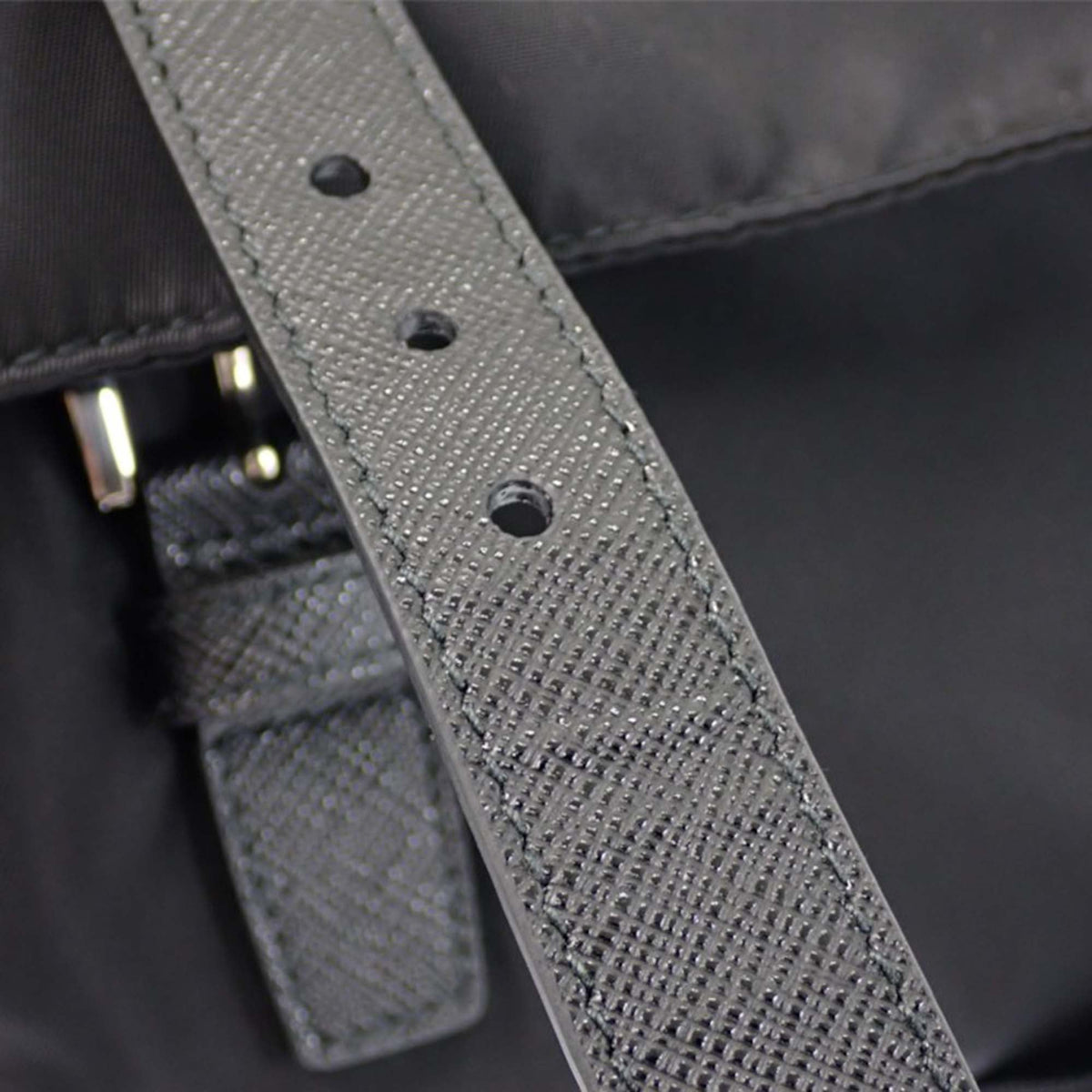 Prada Saffiano Trimmed Re Nylon Double Buckle Messenger Bag