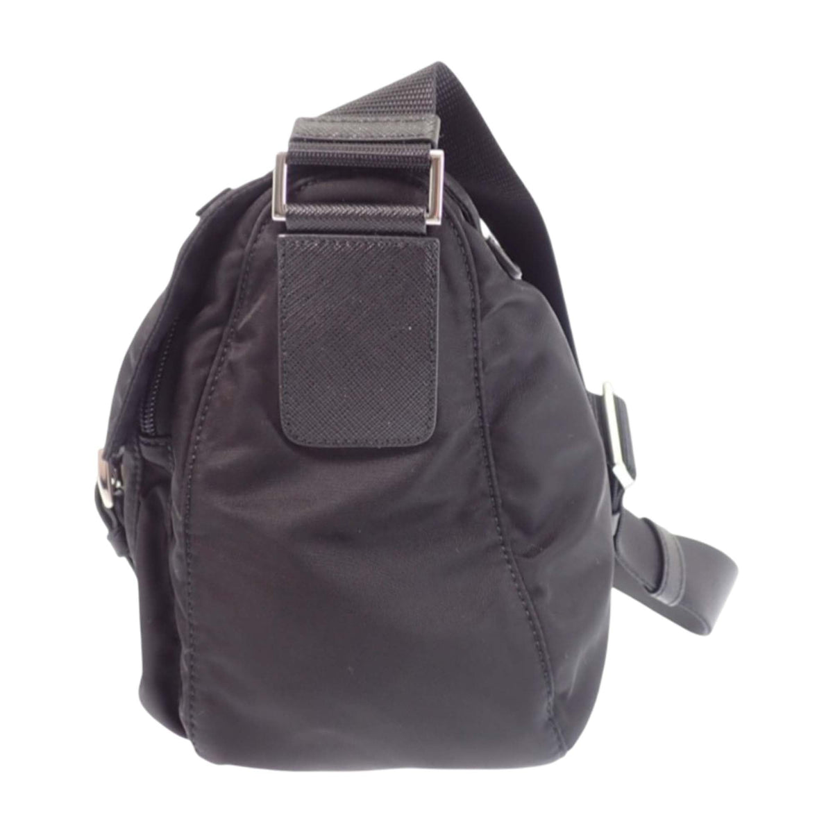 Prada Saffiano Trimmed Re Nylon Double Buckle Messenger Bag