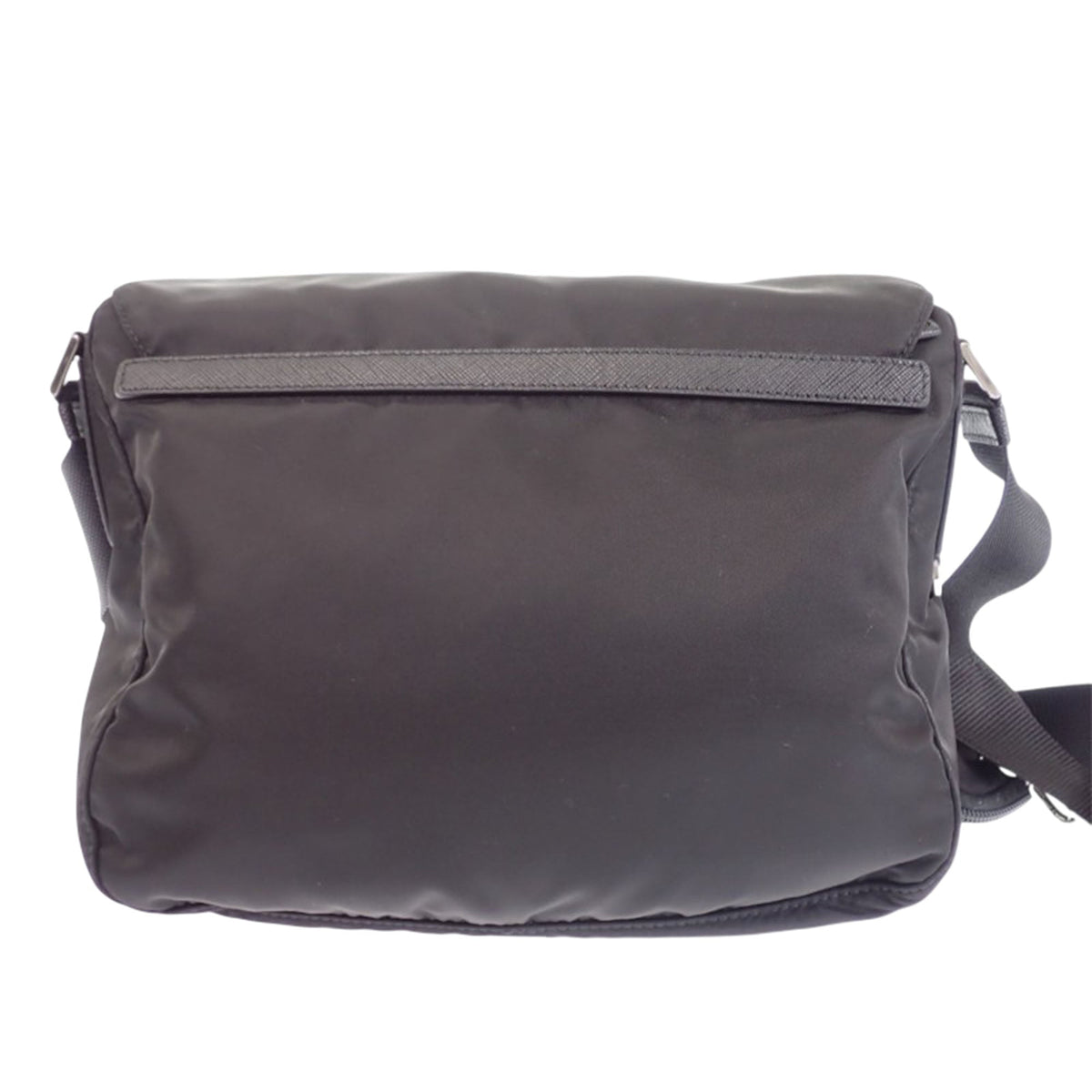 Prada Saffiano Trimmed Re Nylon Double Buckle Messenger Bag