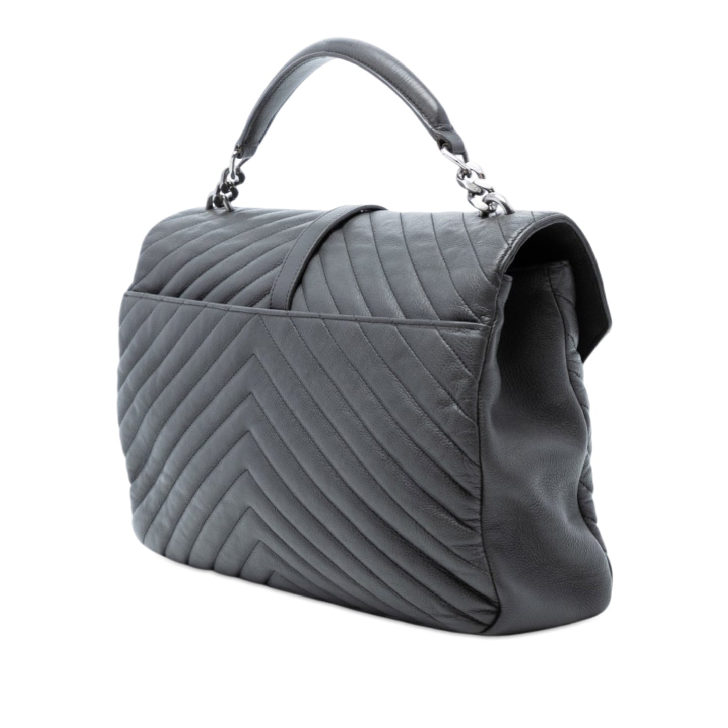 Saint Laurent Large Chevron Sheepskin Monogram College Bag