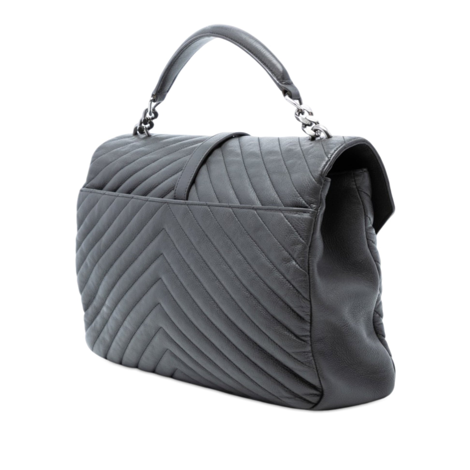 Saint Laurent Large Chevron Sheepskin Monogram College Bag