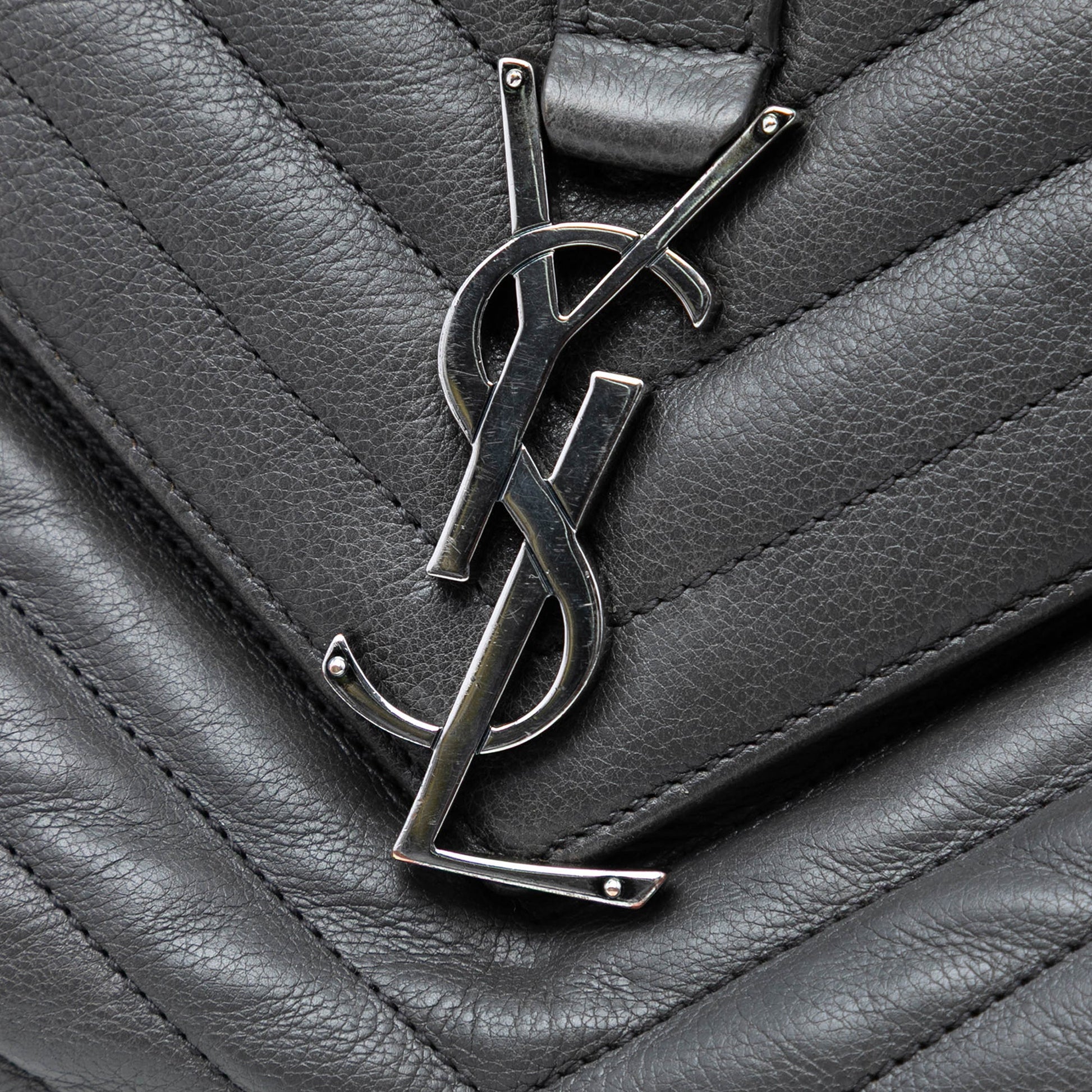 Saint Laurent Large Chevron Sheepskin Monogram College Bag