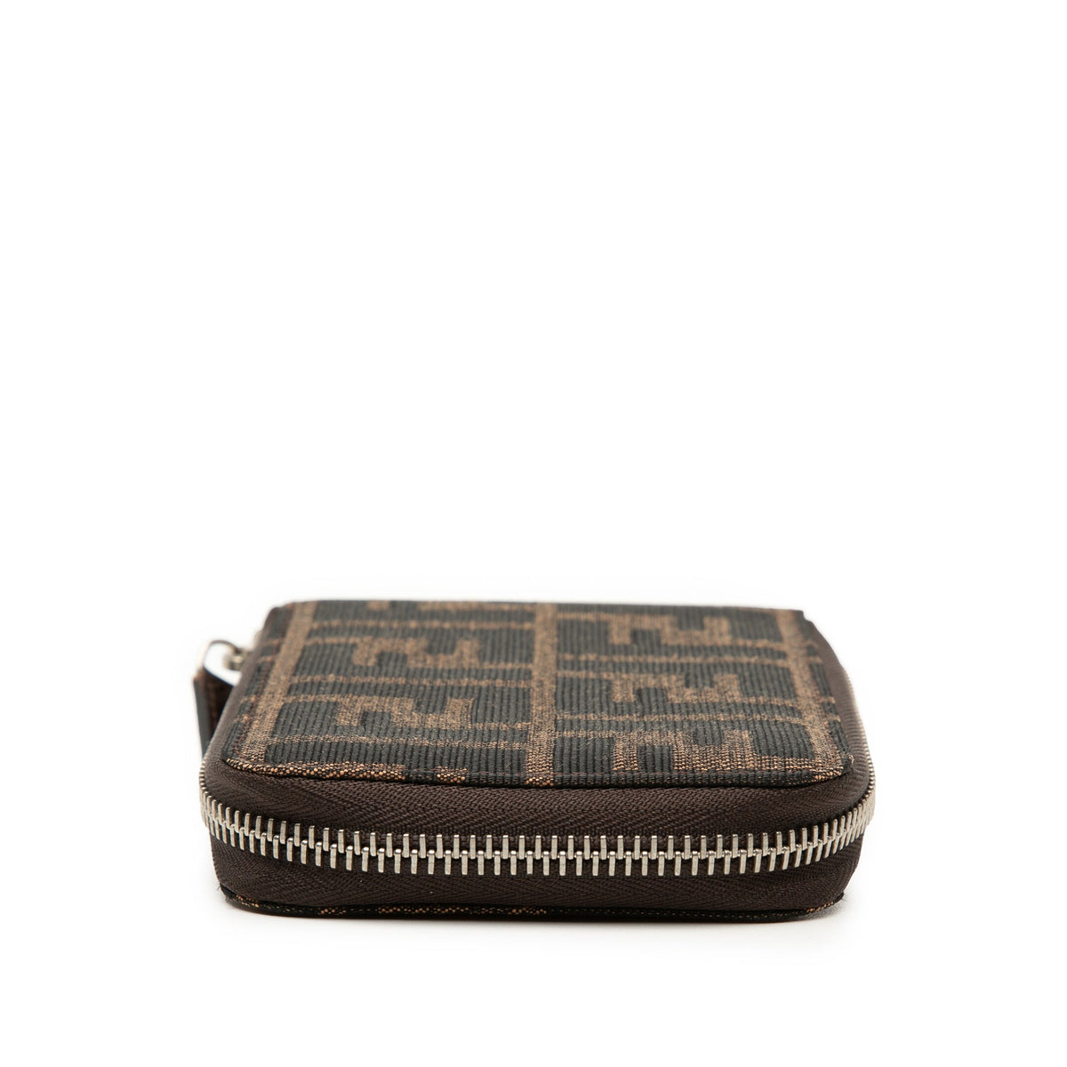 Fendi Zucca Canvas Zip Wallet on Strap — Brown