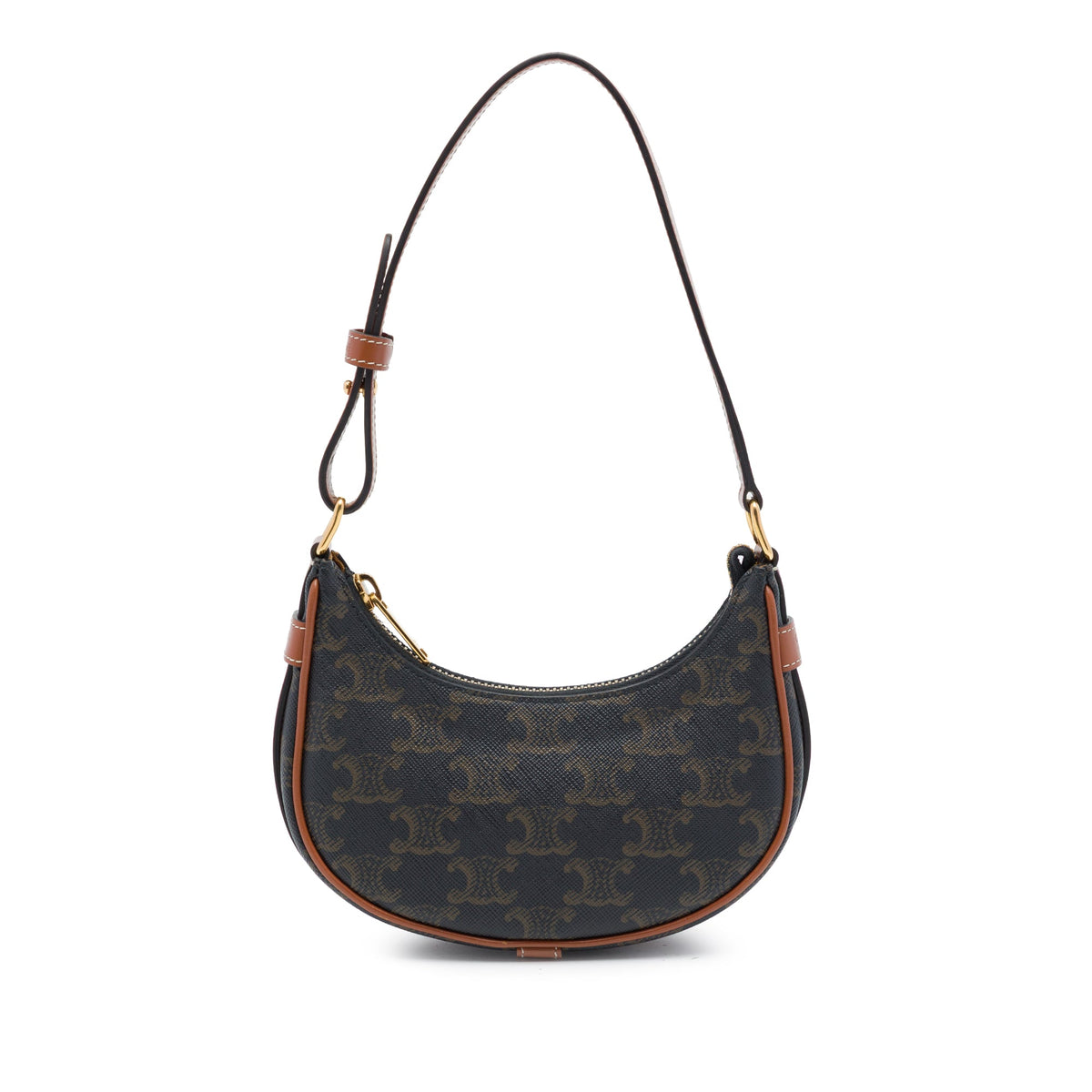 Celine Mini Triomphe Coated Canvas Ava Shoulder Bag — Brown