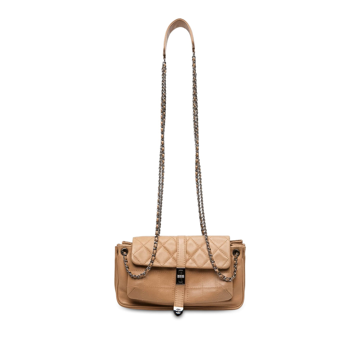Chanel Quilted Lambskin Mademoiselle Lock Accordion Flap — Brown