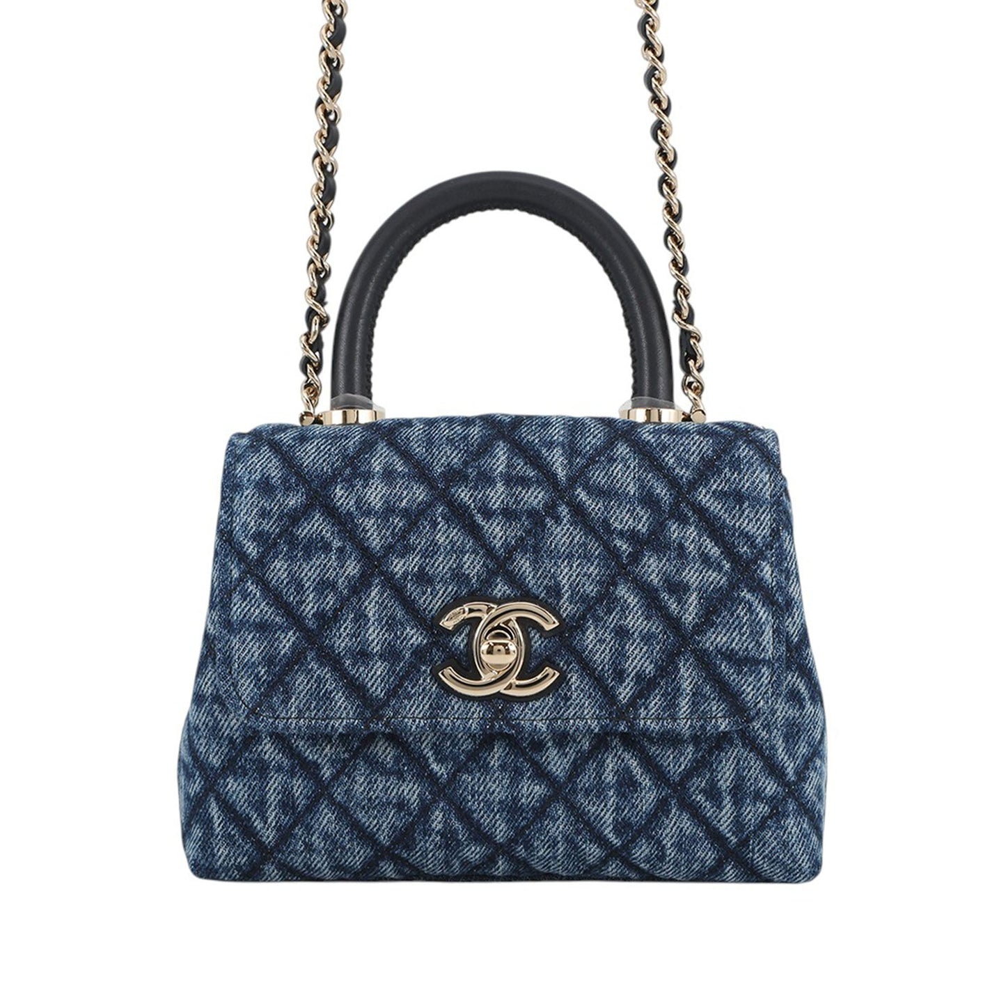 Chanel Extra Mini Quilted Washed Denim Coco Top Handle Bag