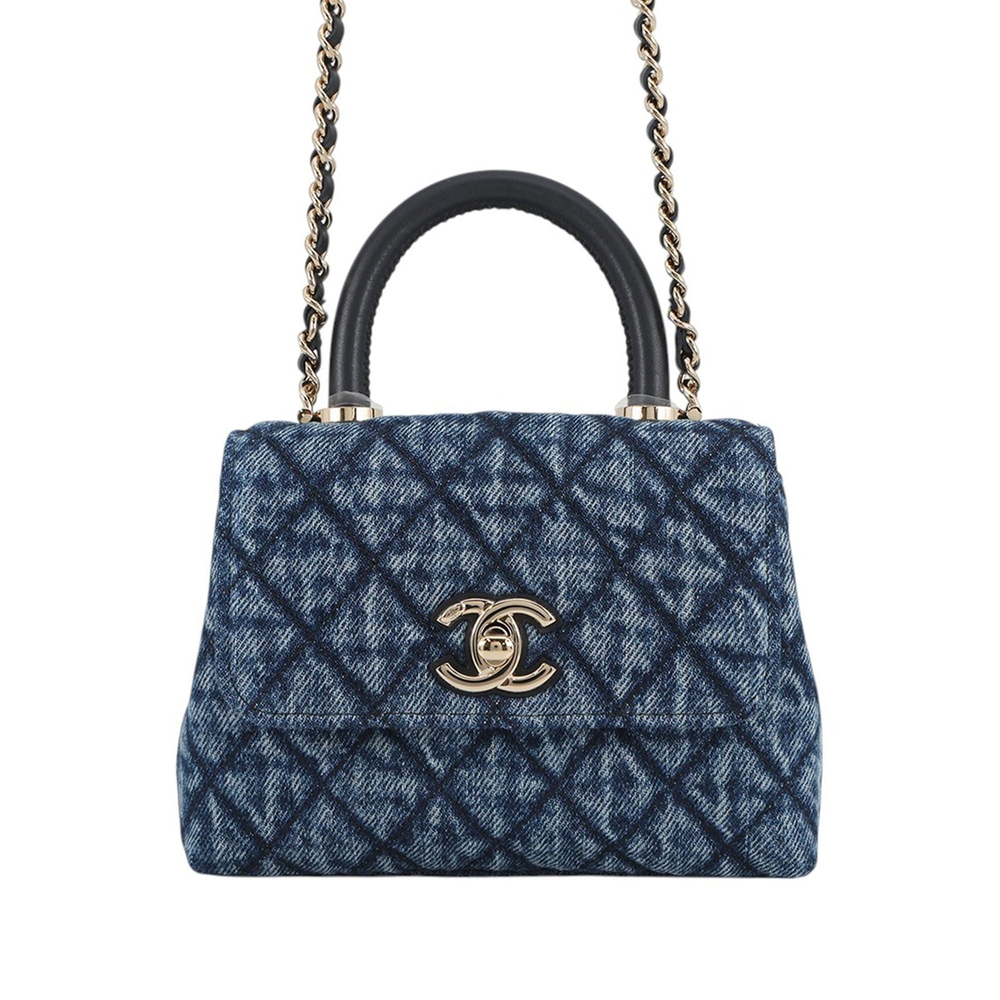 Chanel Extra Mini Quilted Washed Denim Coco Top Handle Bag